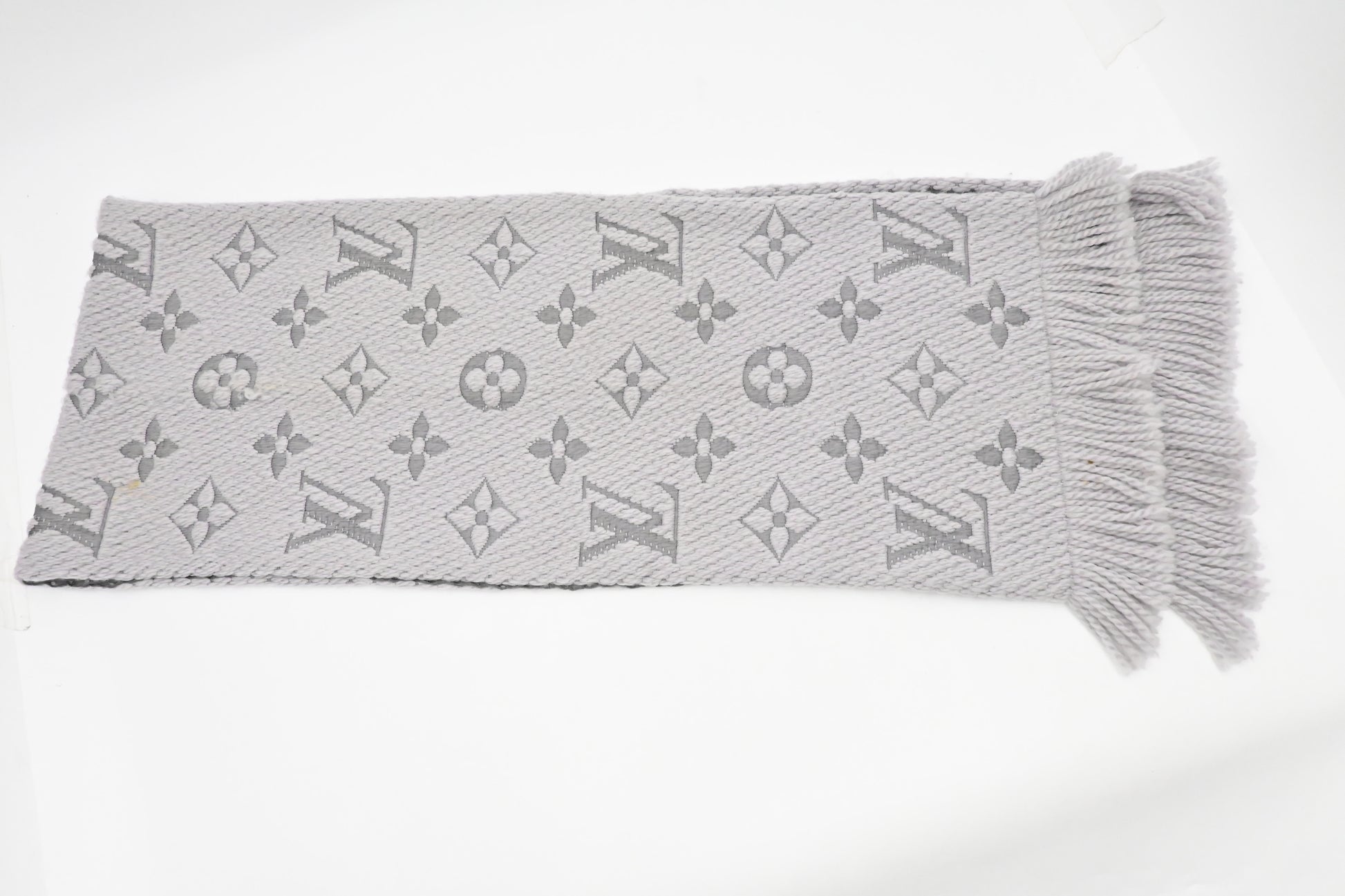 Louis Vuitton Logomania Scarf Silk Wool Gray Apparel