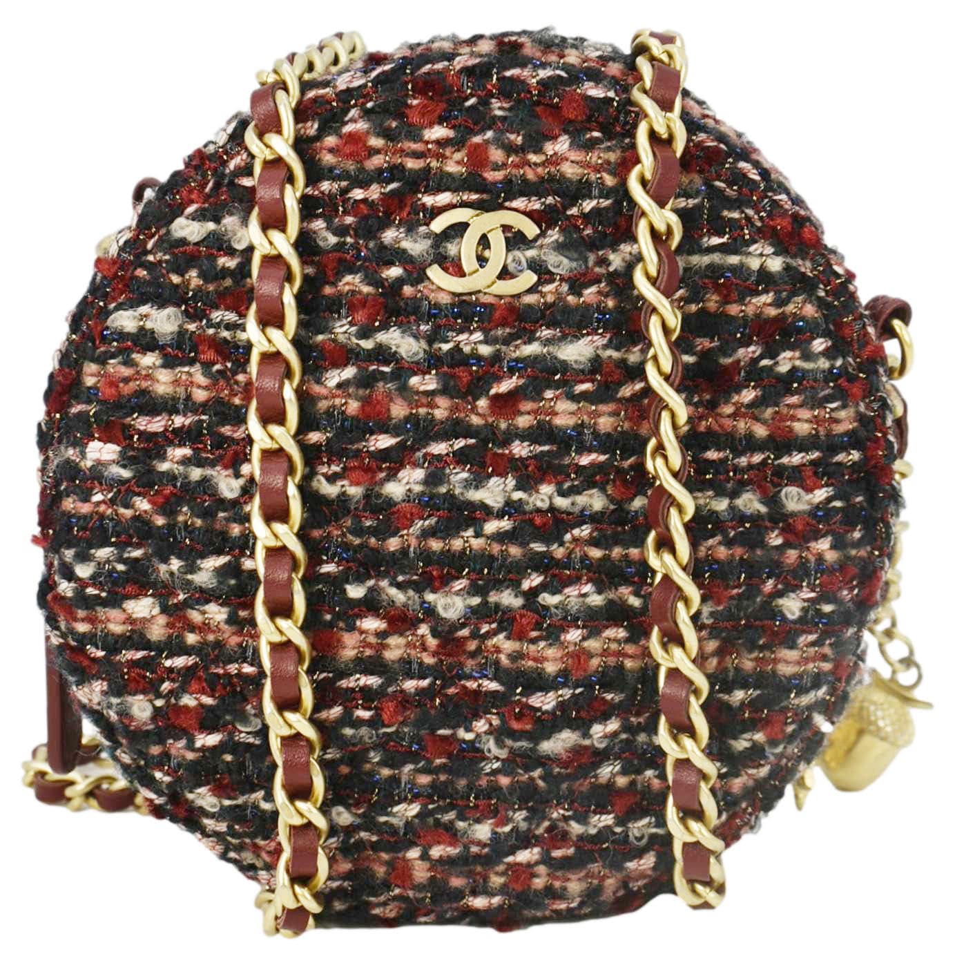 Chanel Round Tweed Red Travel Bag