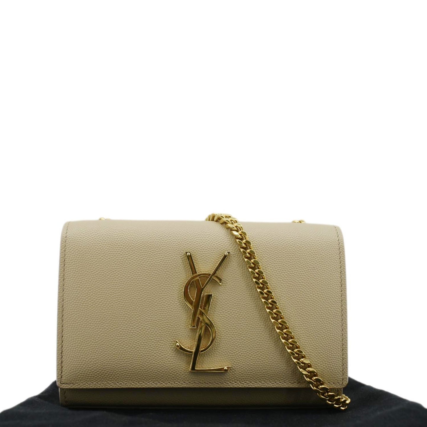 YSL Saint Laurent Yves Kate Clutch Crossbody Bag Leather Cream Chain Clutch Bag