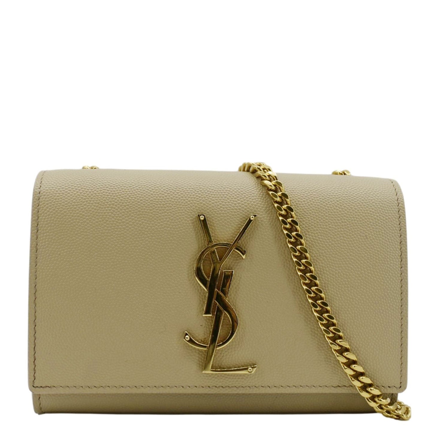 YSL Saint Laurent Yves Kate Clutch Crossbody Bag Leather Cream Chain Clutch Bag