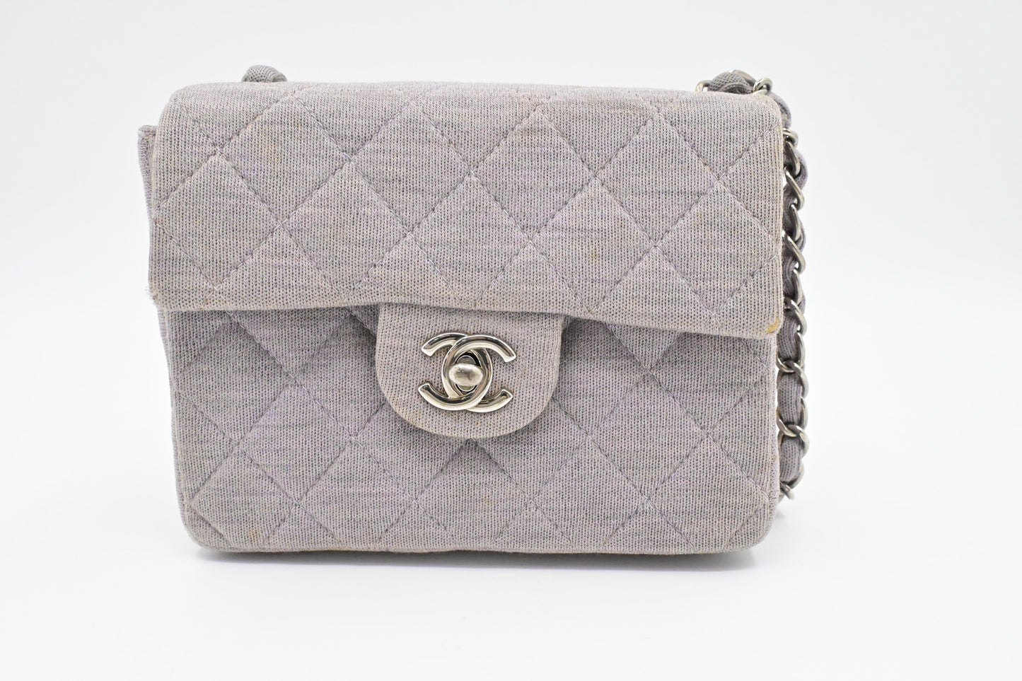 Chanel Square Lavender Cotton Gray Canvas Mini Bag