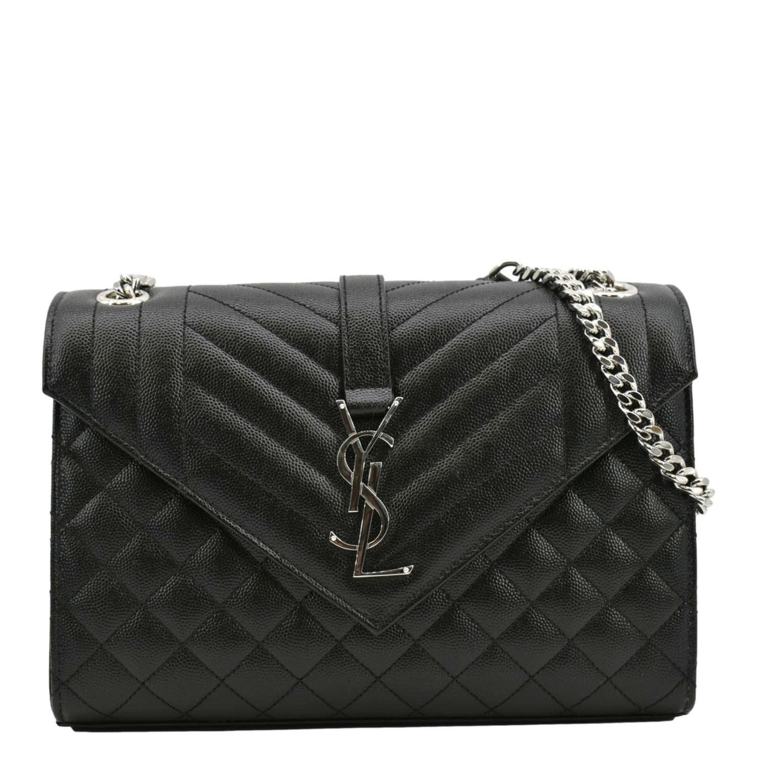 YSL Saint Laurent Saint Envelope Mix Matelassé Shoulder Bag Leather Black