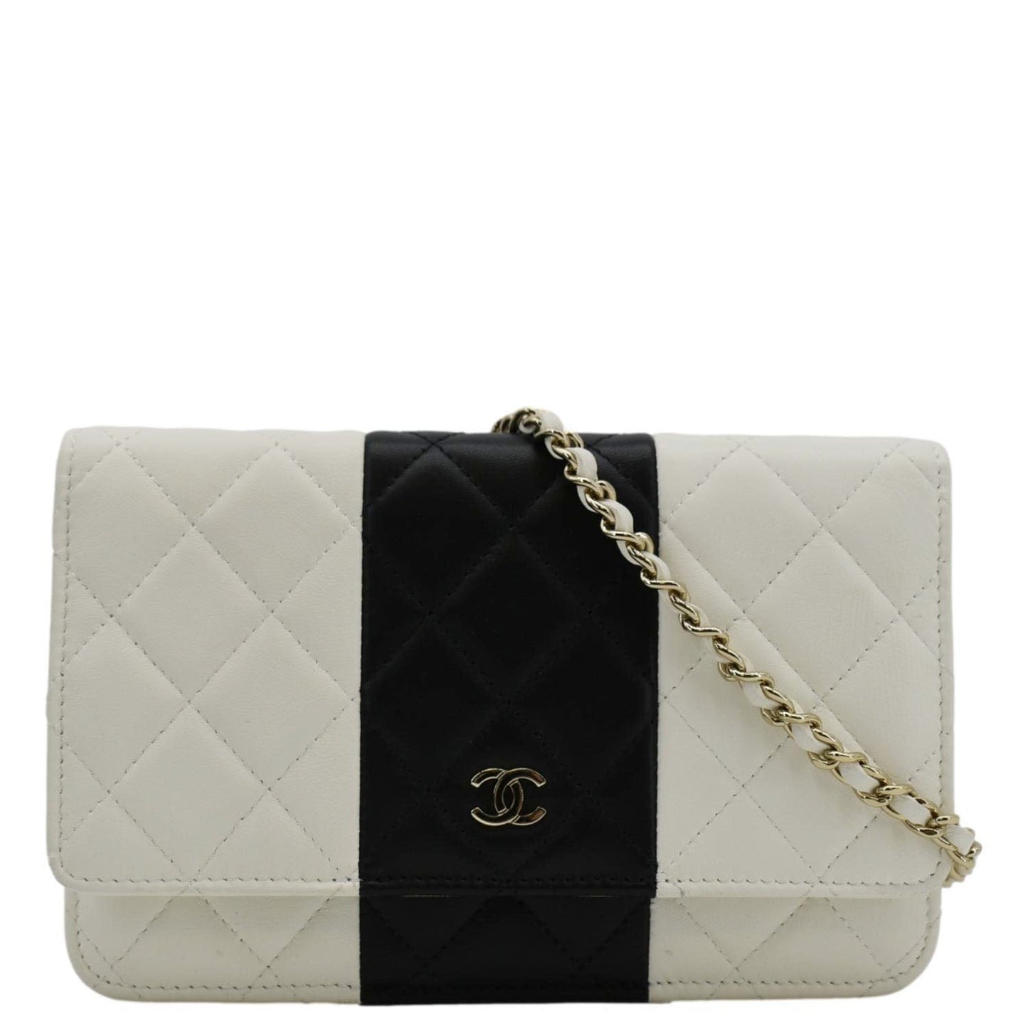 Chanel WOC Quilted Leather Black White Travel Bag