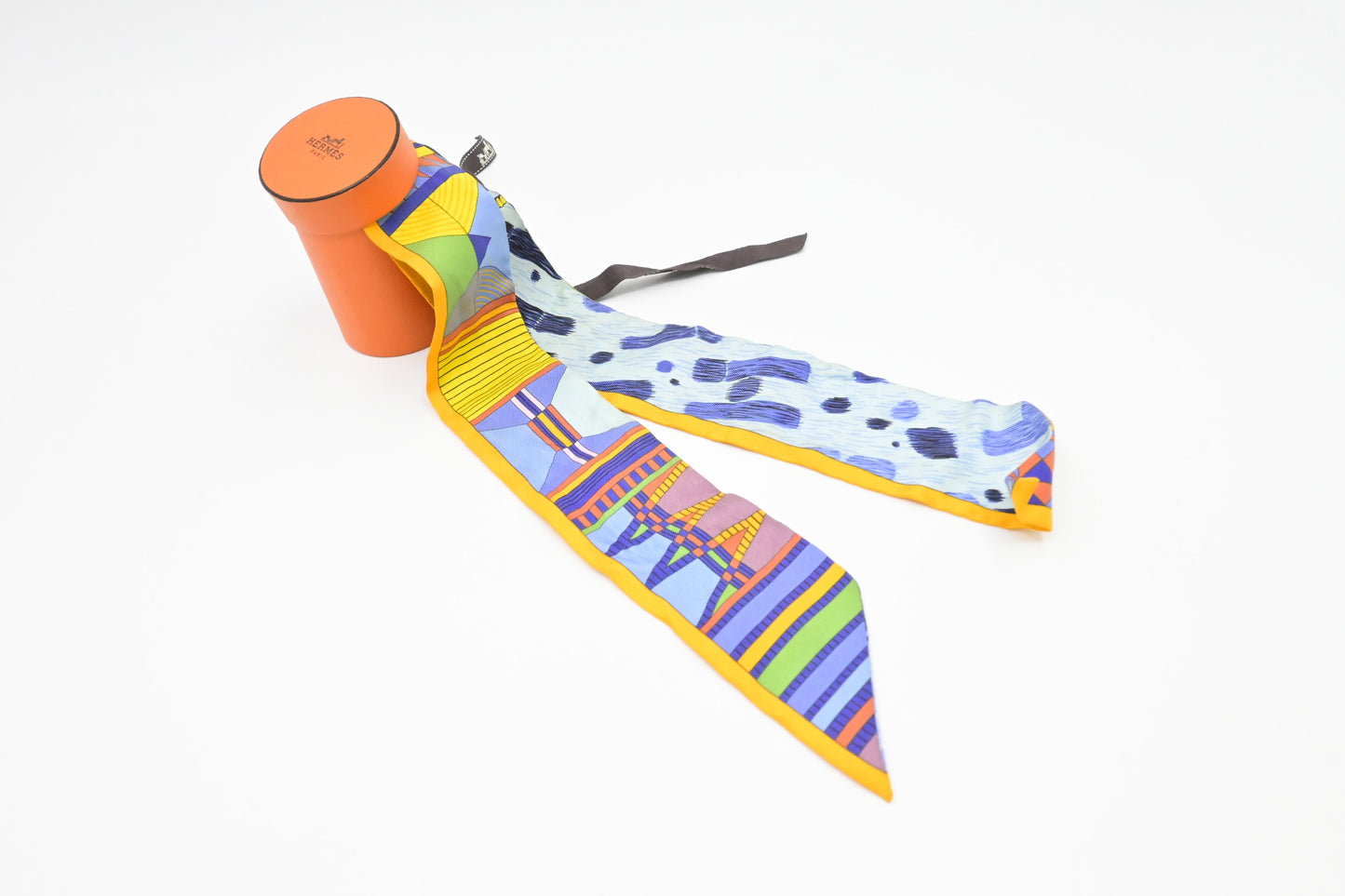 Hermes 'Pelages Et Camouflage' Twilly In Orange And Blue Travel Bag