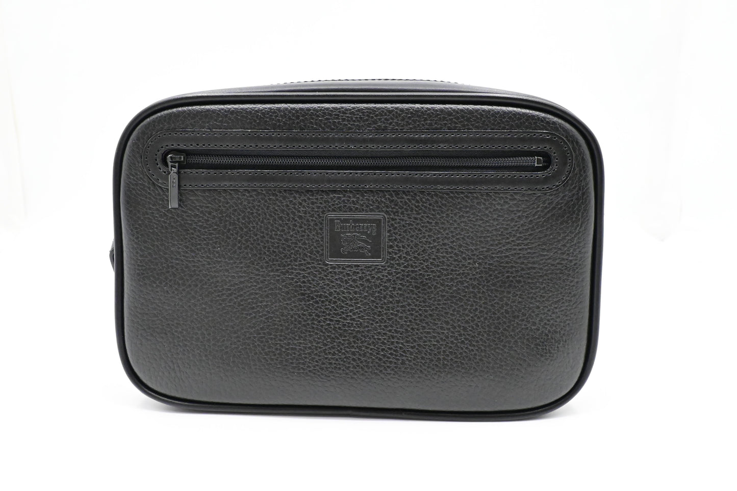 Burberry Wrist Pouch In Handbag Leather Black Travel Bag