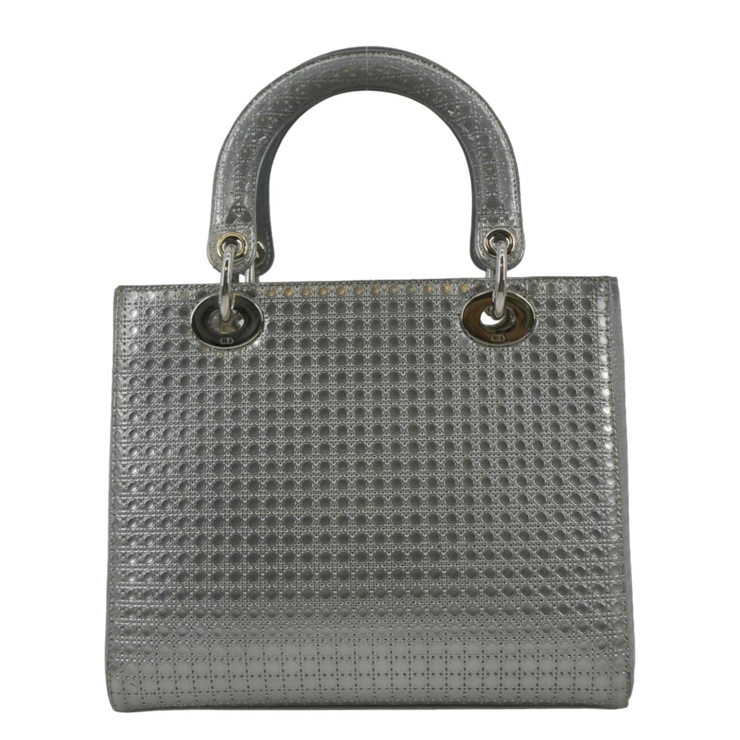 Dior Lady Cannage Shoulder Bag Metallic Leather Micro