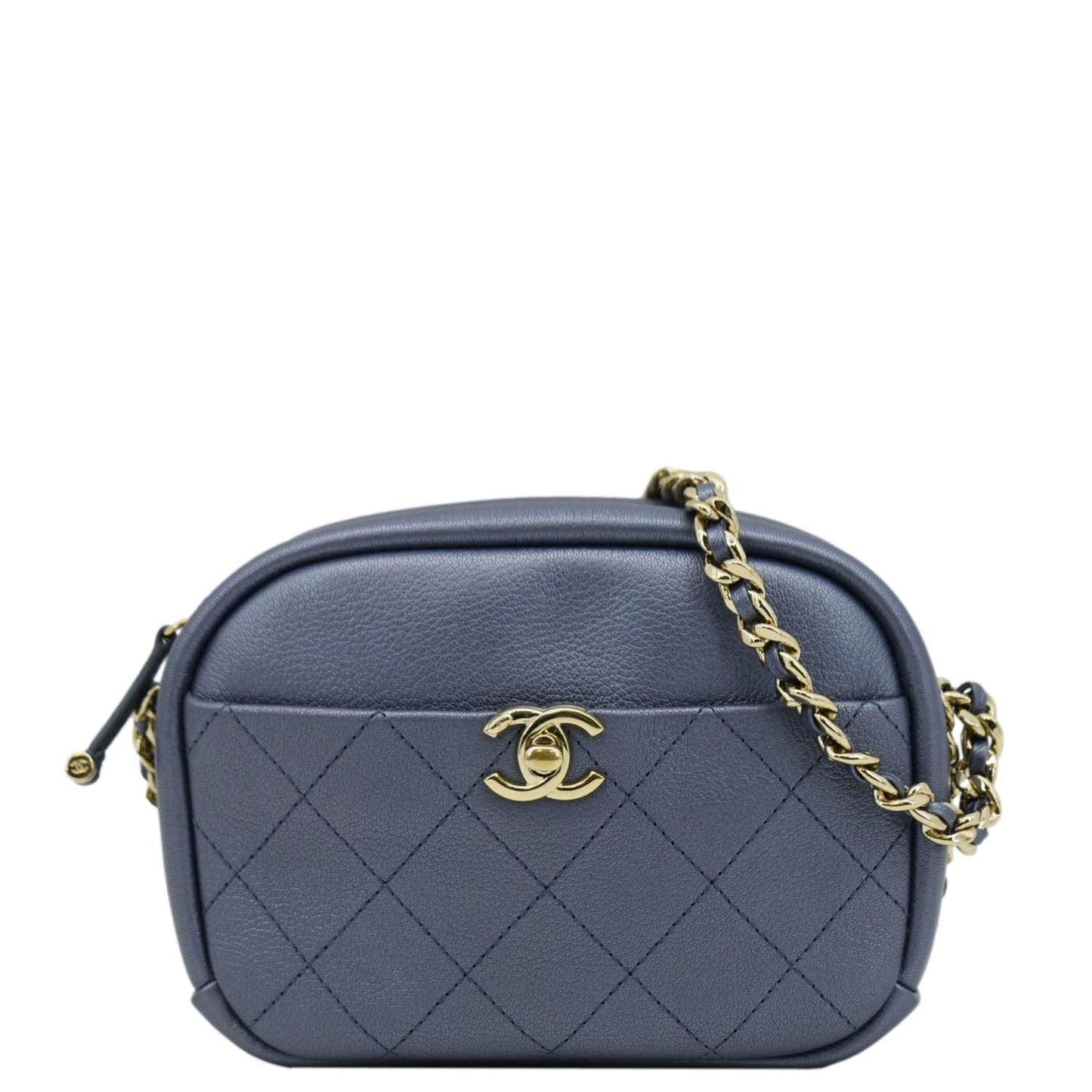 Chanel Casual Trip Camera Leather Blue Travel Bag