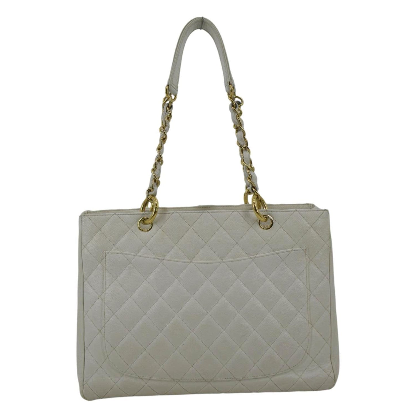 Chanel Grand Shopping Caviar Leather White Travel Bag Tote 4