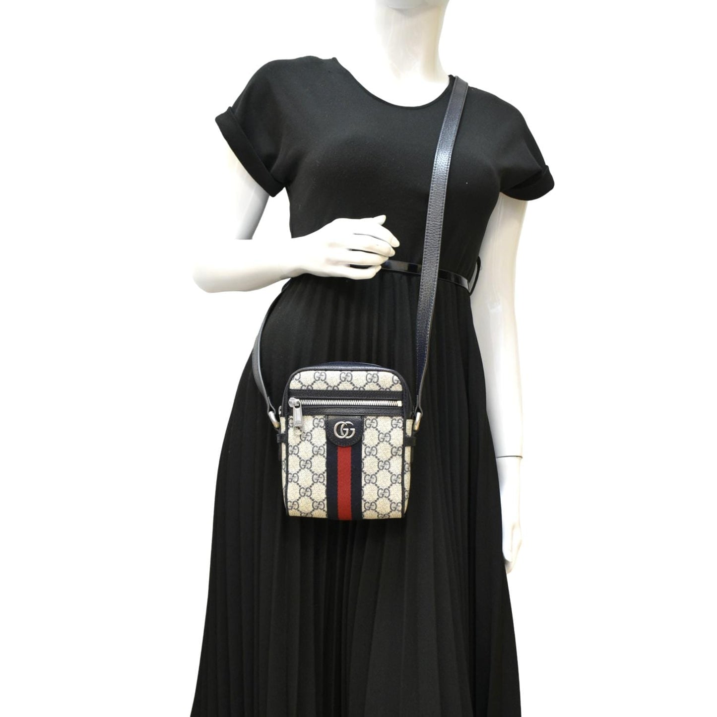 Gucci Ophidia Messenger Bag Navy Canvas Blue Crossbody Bag
