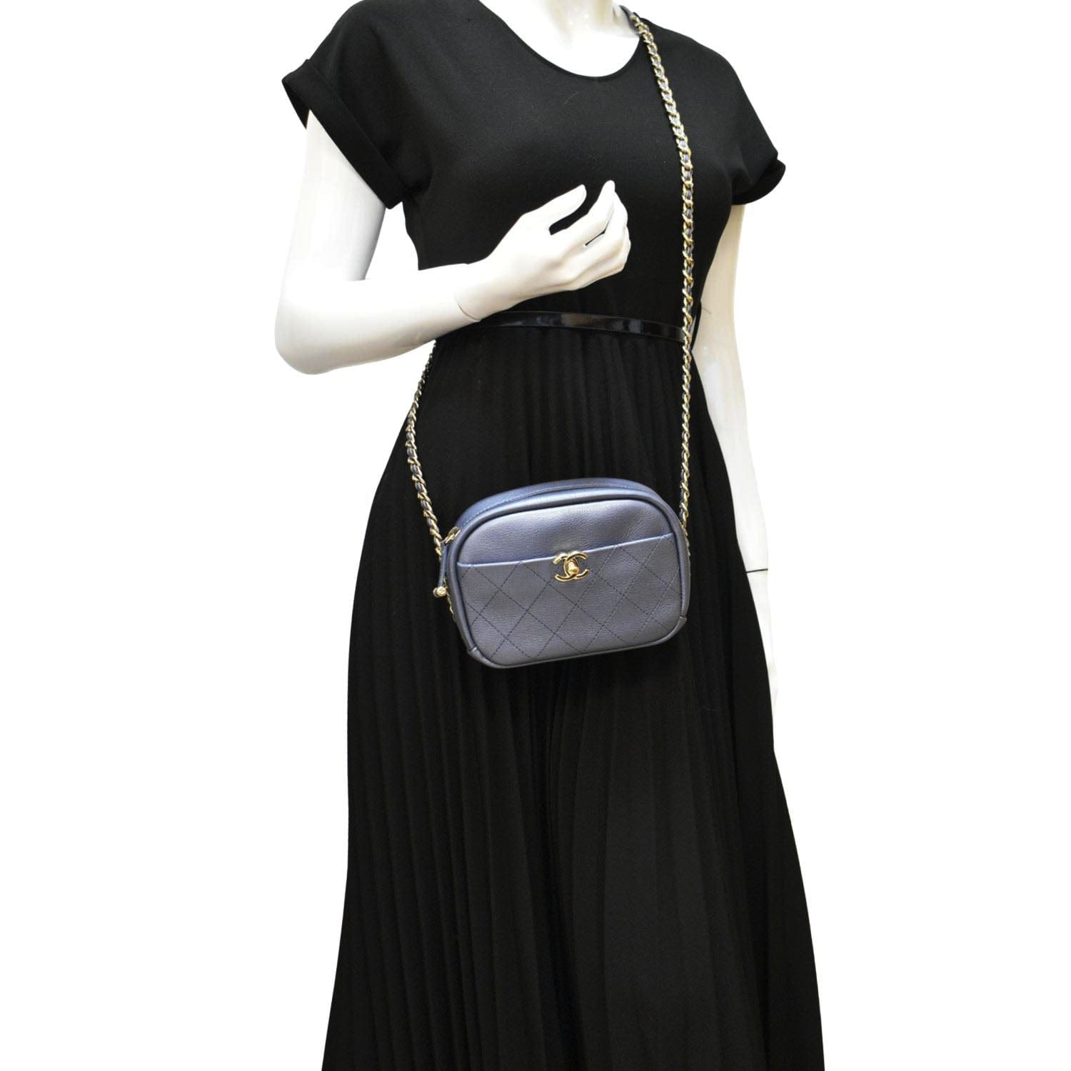 Chanel Casual Trip Camera Leather Blue Travel Bag