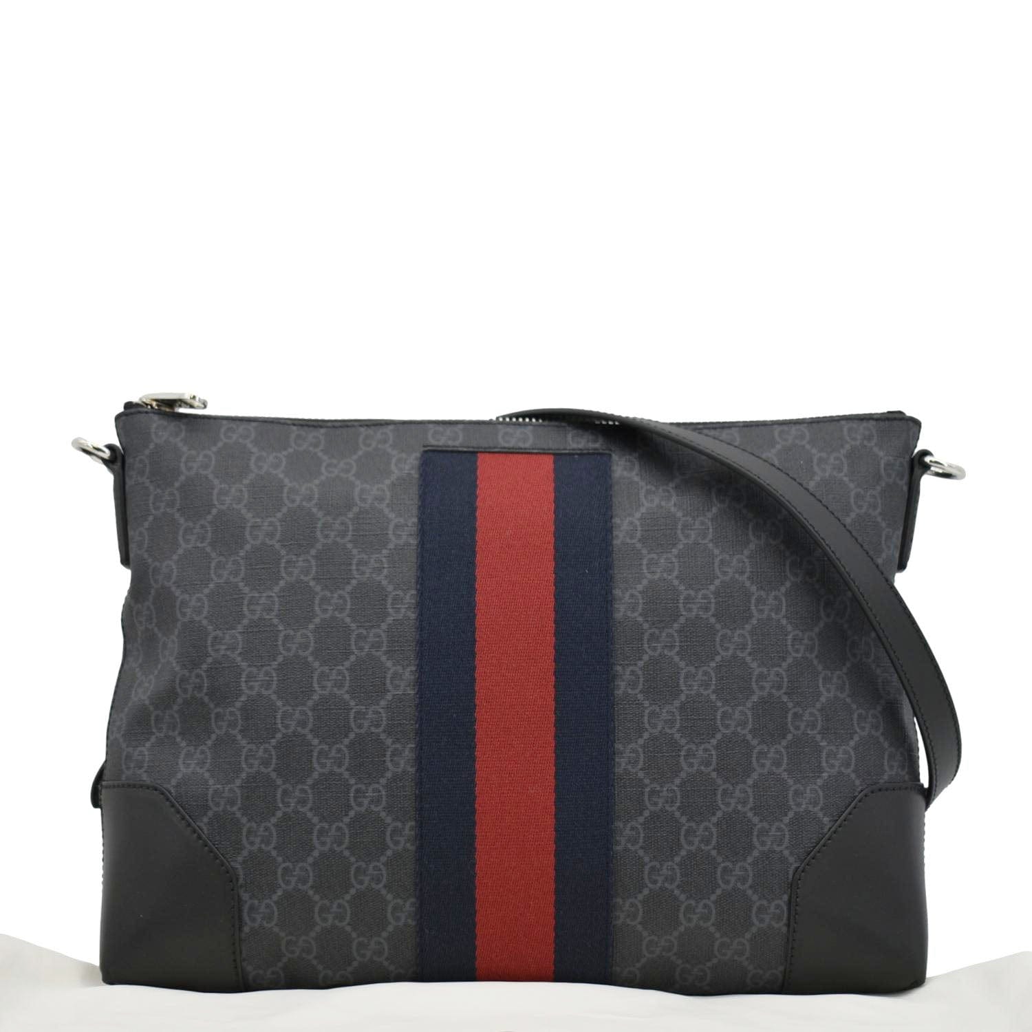 Gucci East West Supreme Web Messenger Bag Black Crossbody Bag