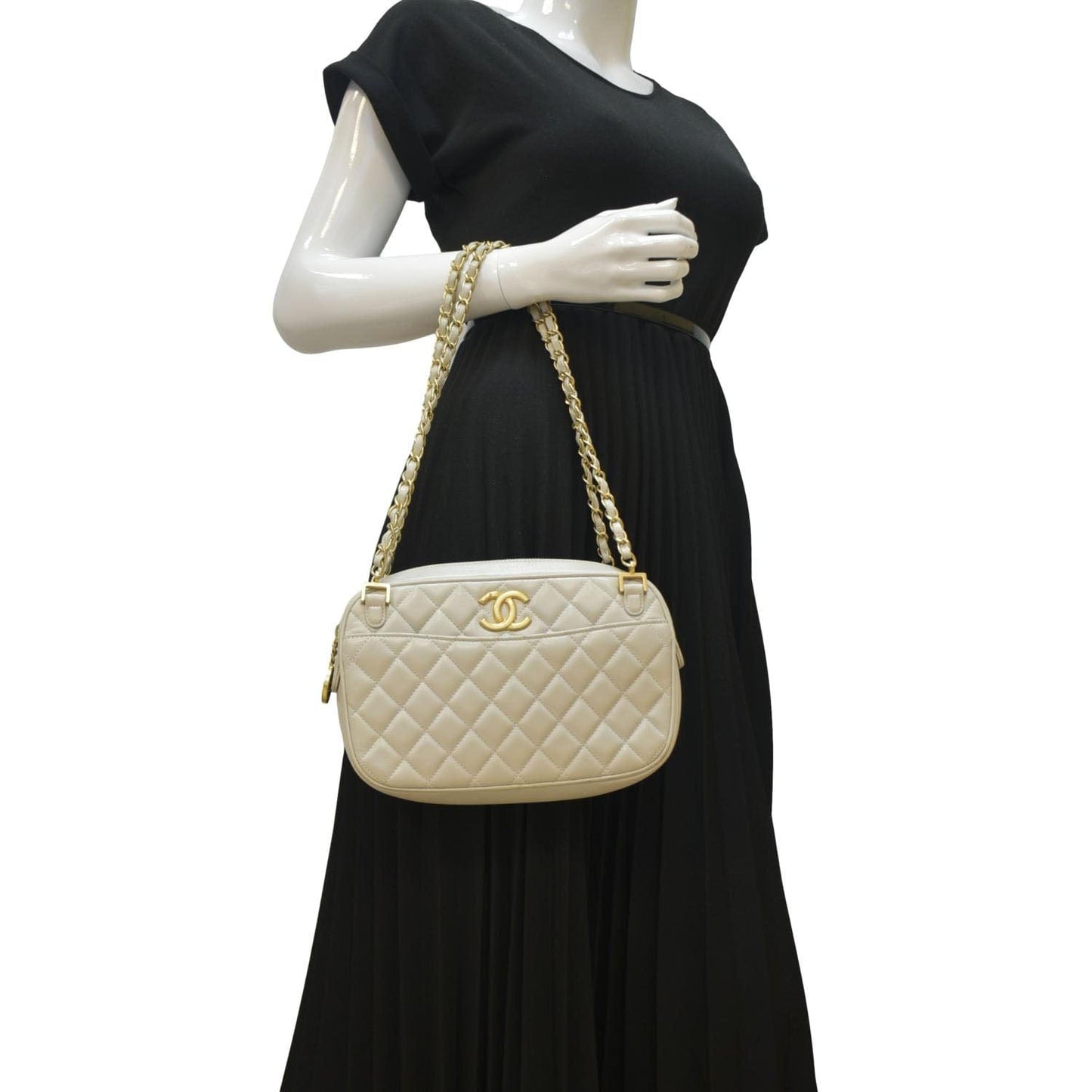 Chanel Misia CC Camera Leather Lambskin Gray Travel Bag