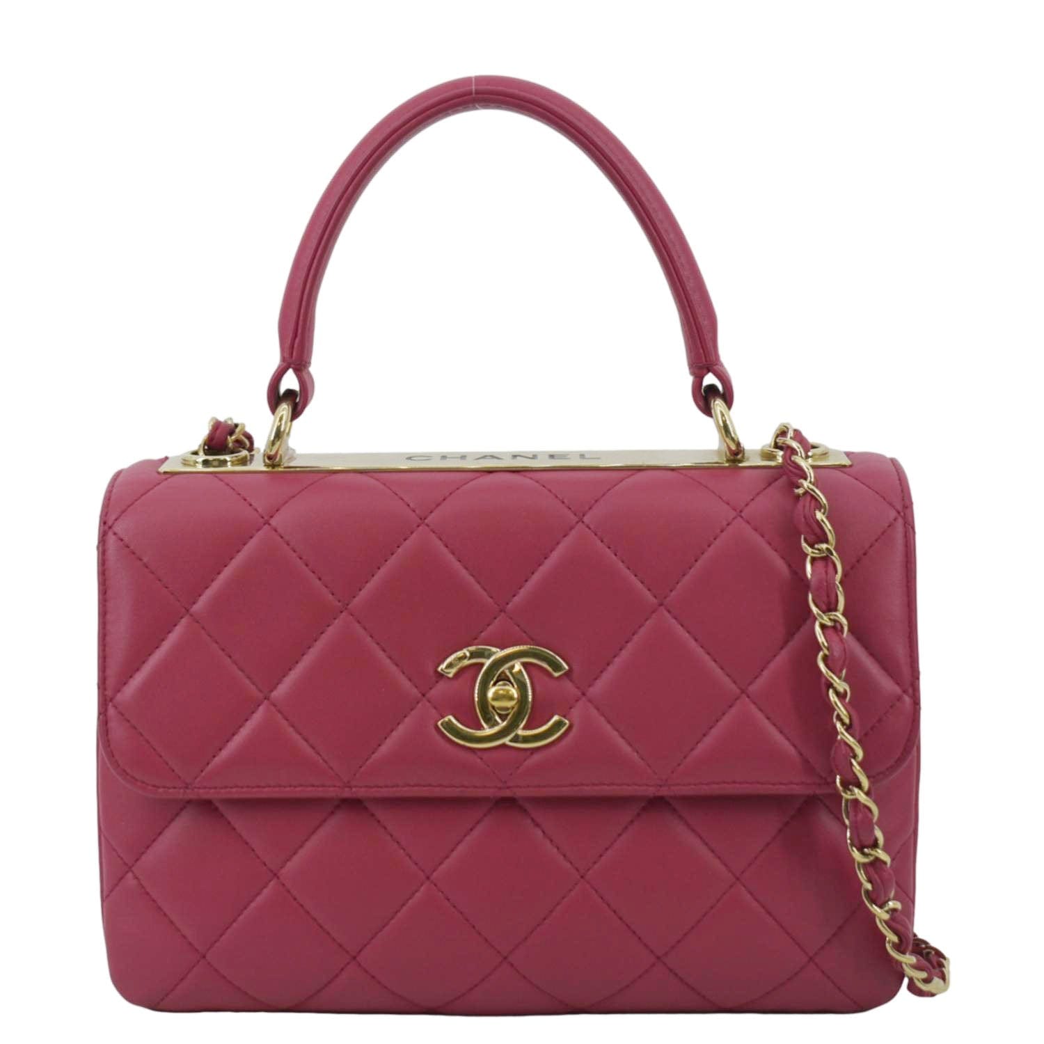 Chanel Trendy CC Top Handle Flap Leather Pink Travel Bag Cc 1