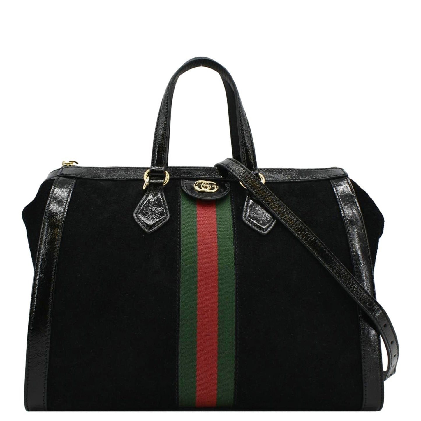 Gucci Ophidia Web Tote Bag Suede Black