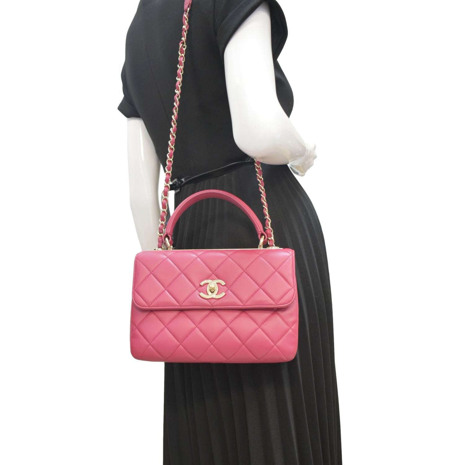 Chanel Trendy CC Top Handle Flap Leather Pink Travel Bag Cc 1