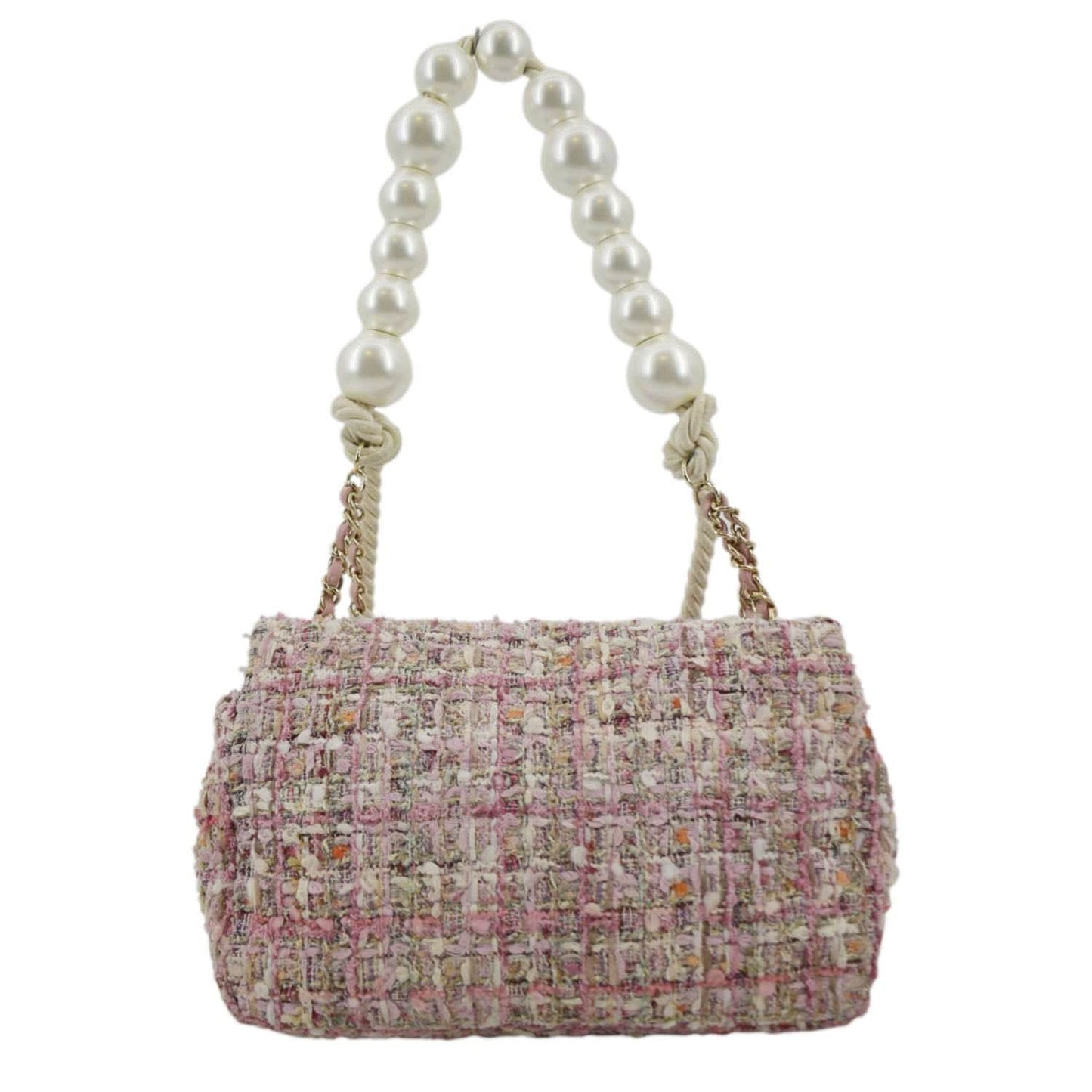 Chanel Pearl Quilted Top Handle Leather Pink Multicolor Travel Bag