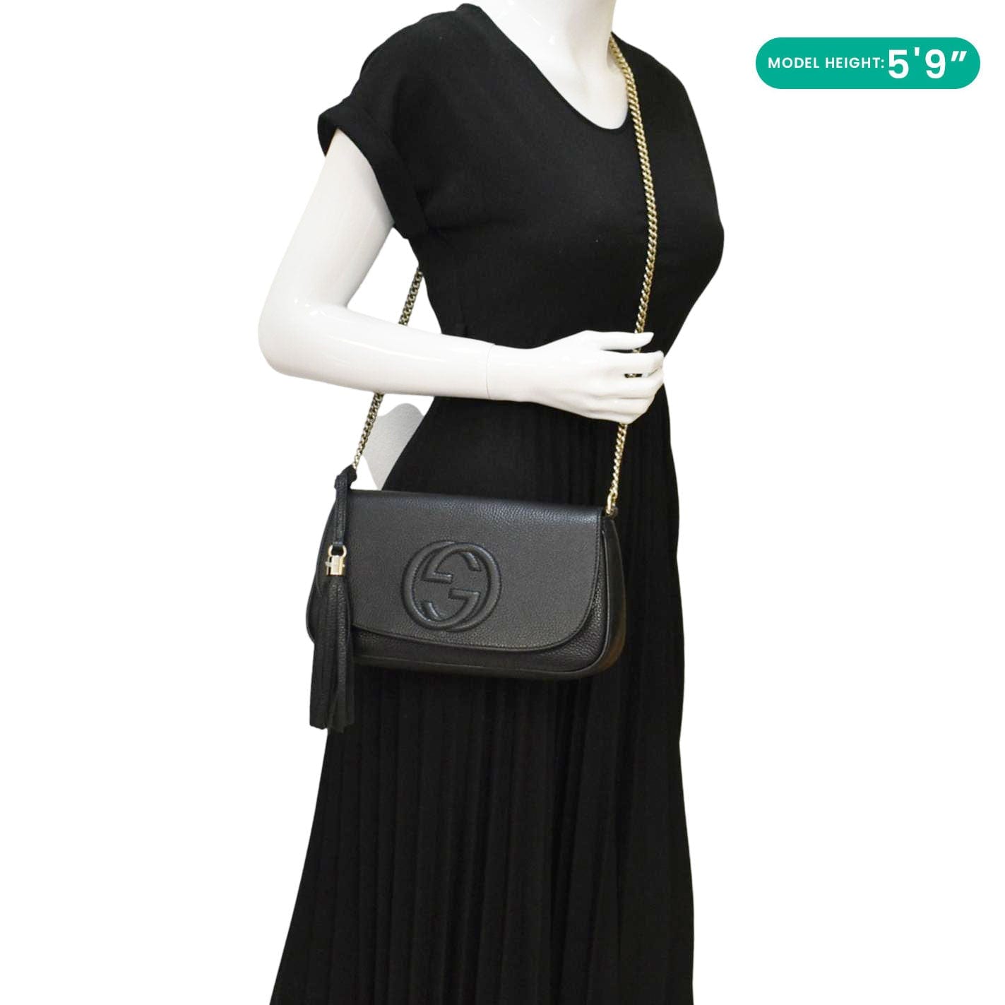 Gucci Soho Flap Crossbody Bag Leather Black