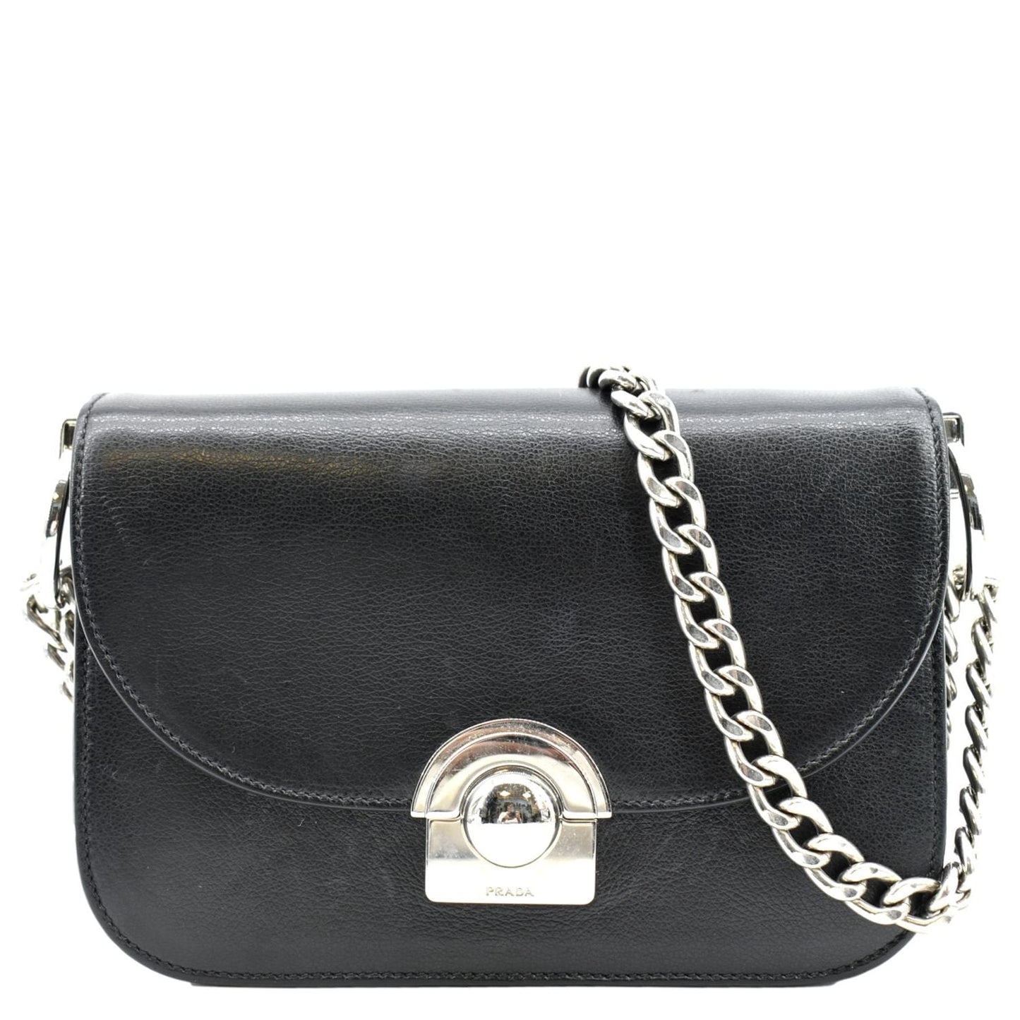 Prada Arcade Glace Calf Crossbody Bag Leather Calf Leather Black