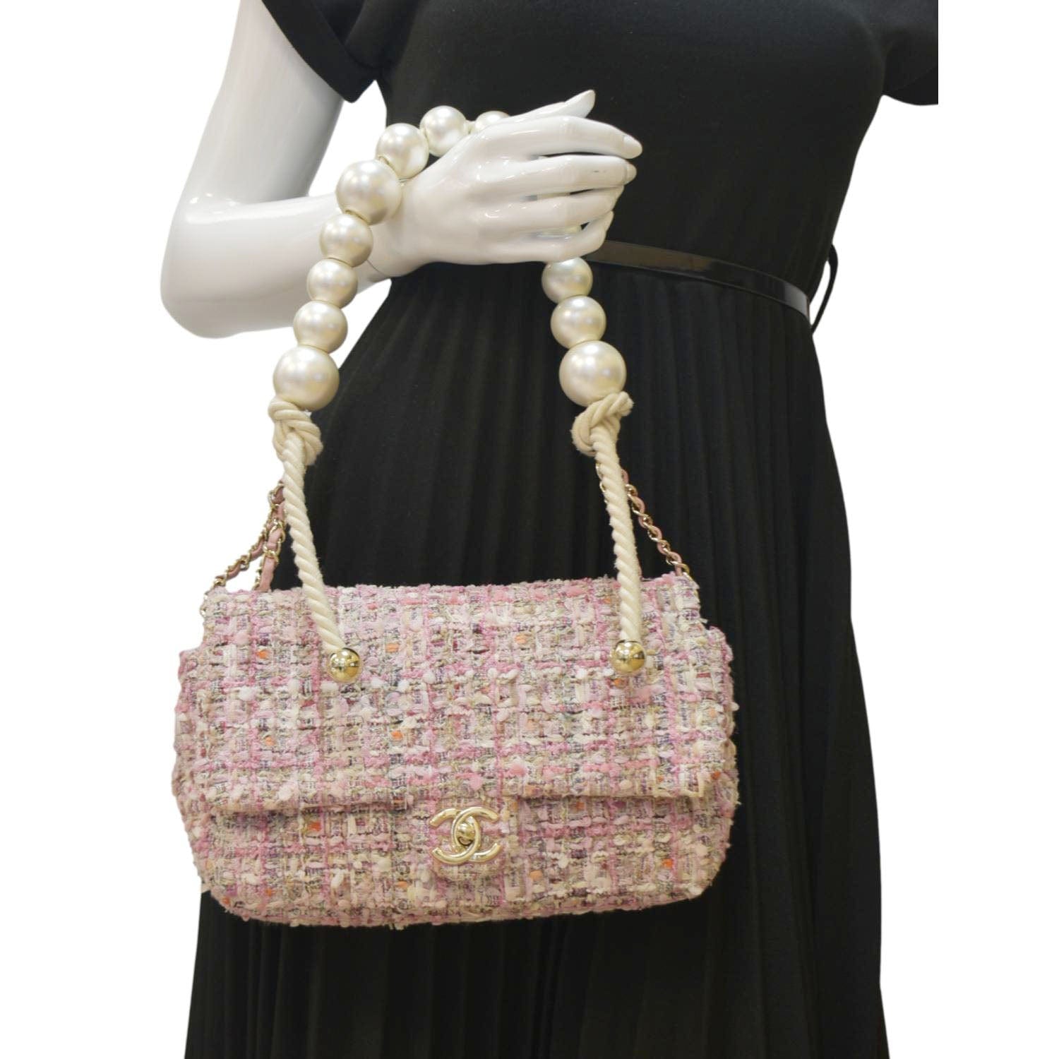 Chanel Pearl Quilted Top Handle Leather Pink Multicolor Travel Bag