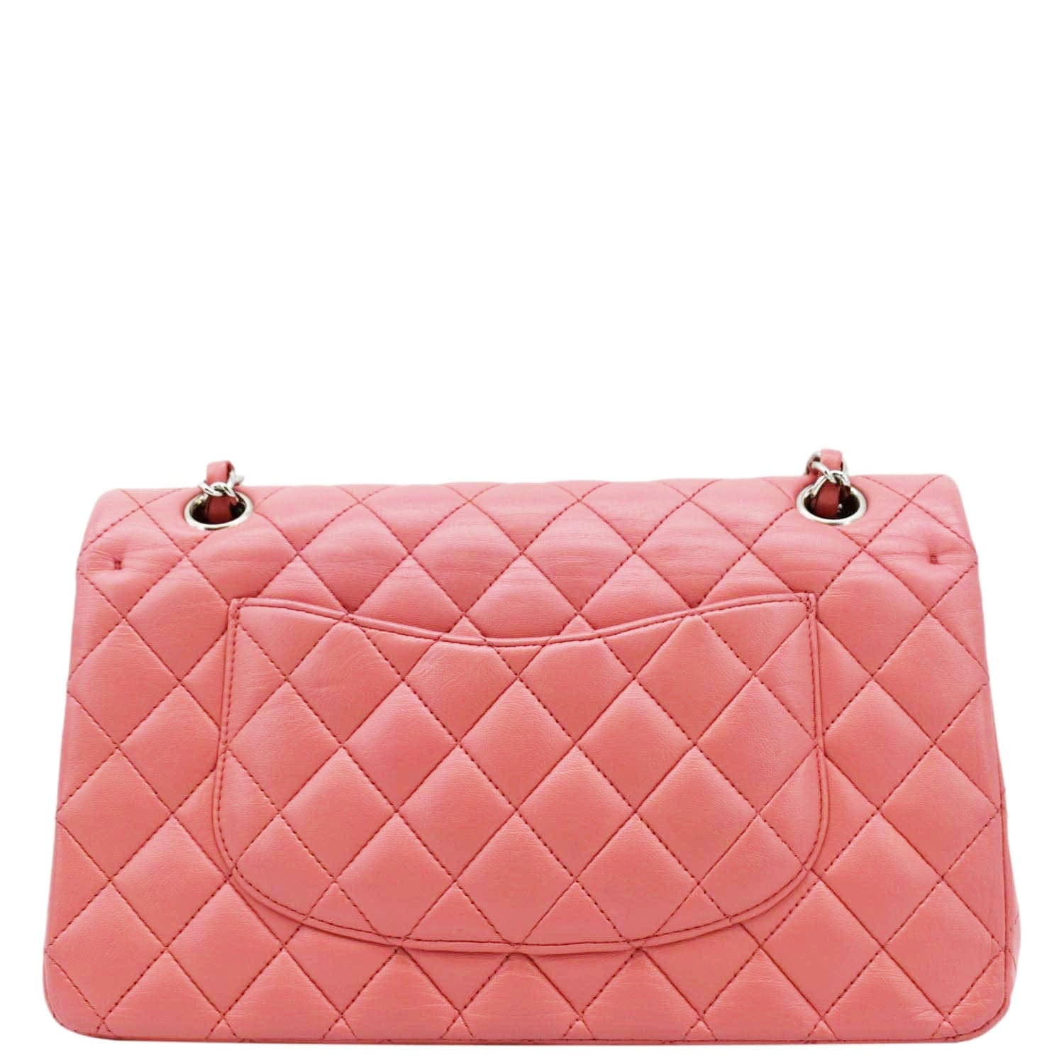 Chanel Classic Double Flap Quilted Salmon Leather Pink Travel Bag