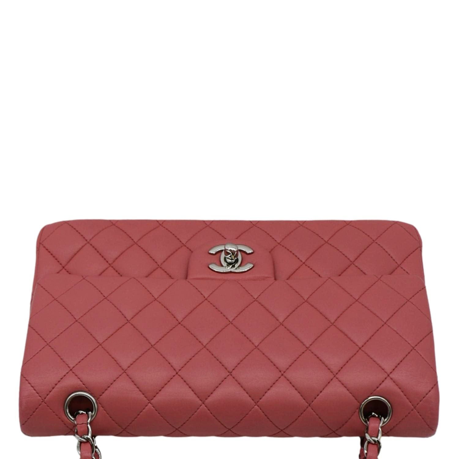 Chanel Classic Double Flap Medium  Quilted Leather Shoulder Bag Salmon Pink