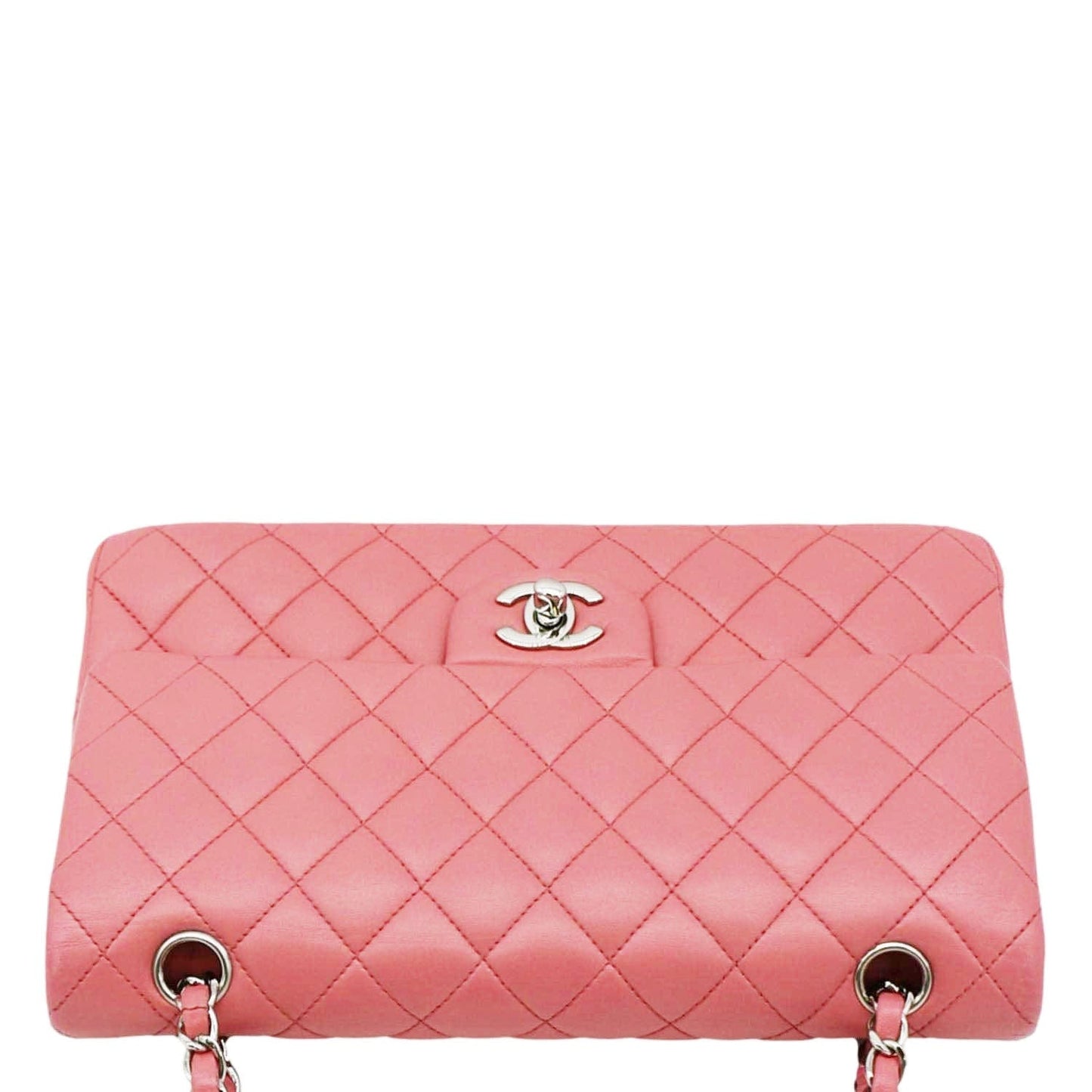 Chanel Classic Double Flap Quilted Salmon Leather Pink Travel Bag