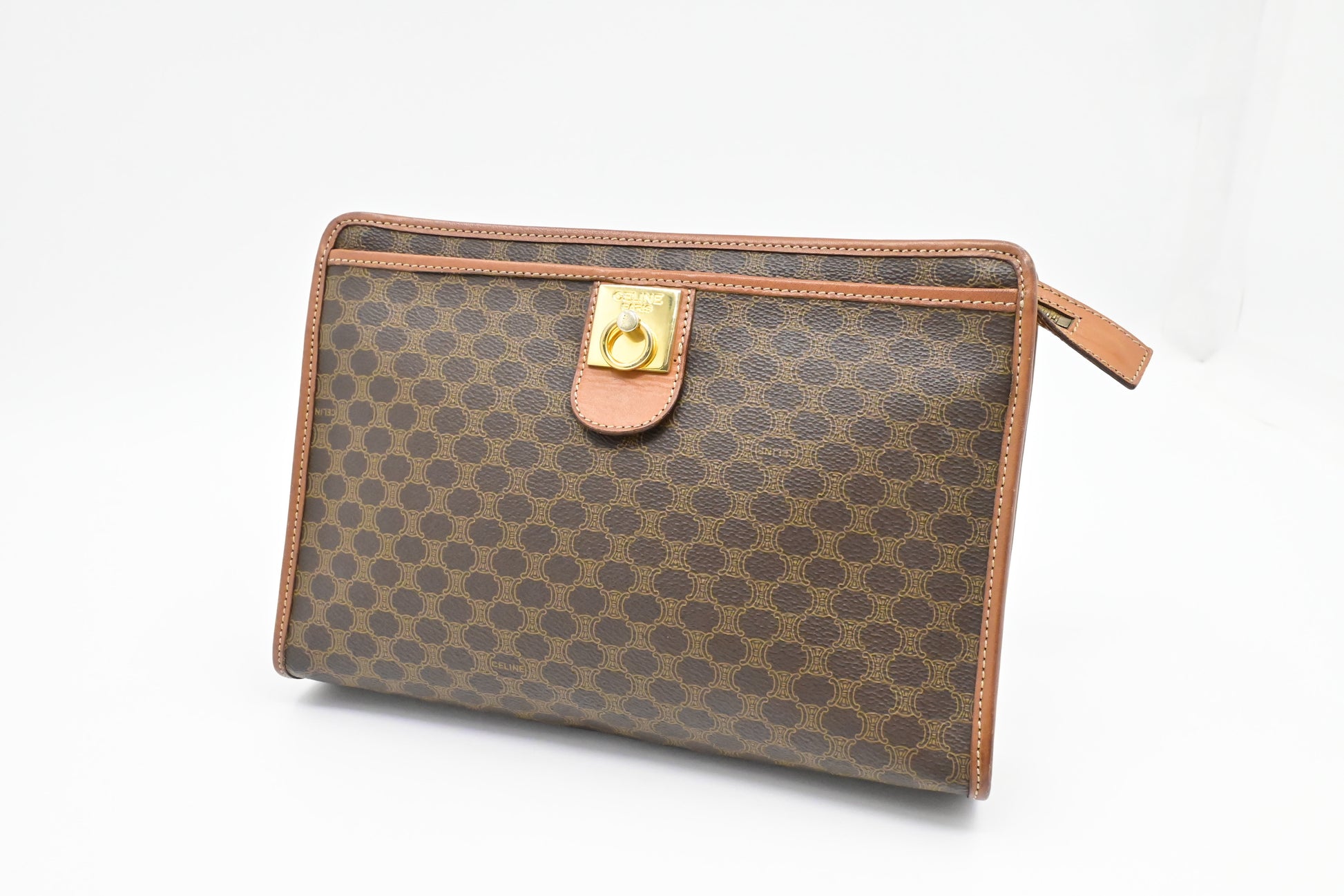 Celine Pouch In Macadam Handbag Canvas Travel Bag