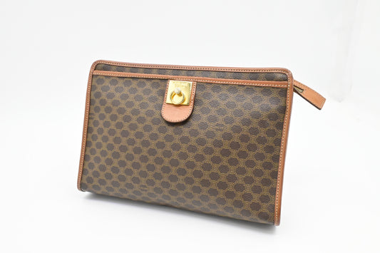 Celine Pouch In Macadam Handbag Canvas Travel Bag