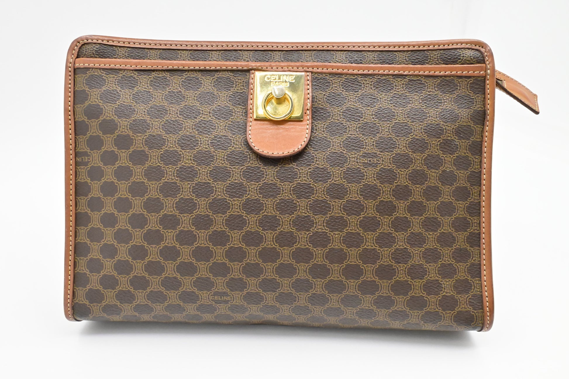 Celine Pouch In Macadam Handbag Canvas Travel Bag