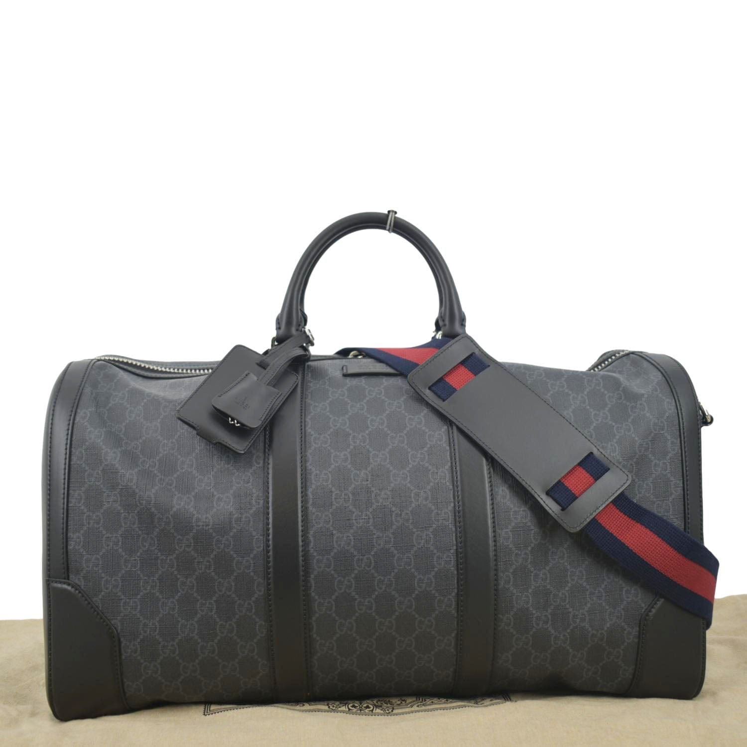 Gucci Carry On Supreme Duffle Bag Canvas Black Travel Bag Gg Supreme
