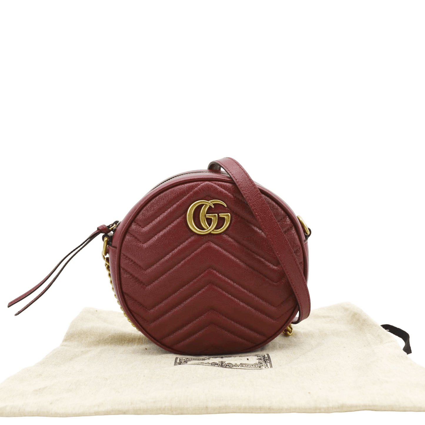 Gucci Marmont Round Crossbody Bag Leather Red
