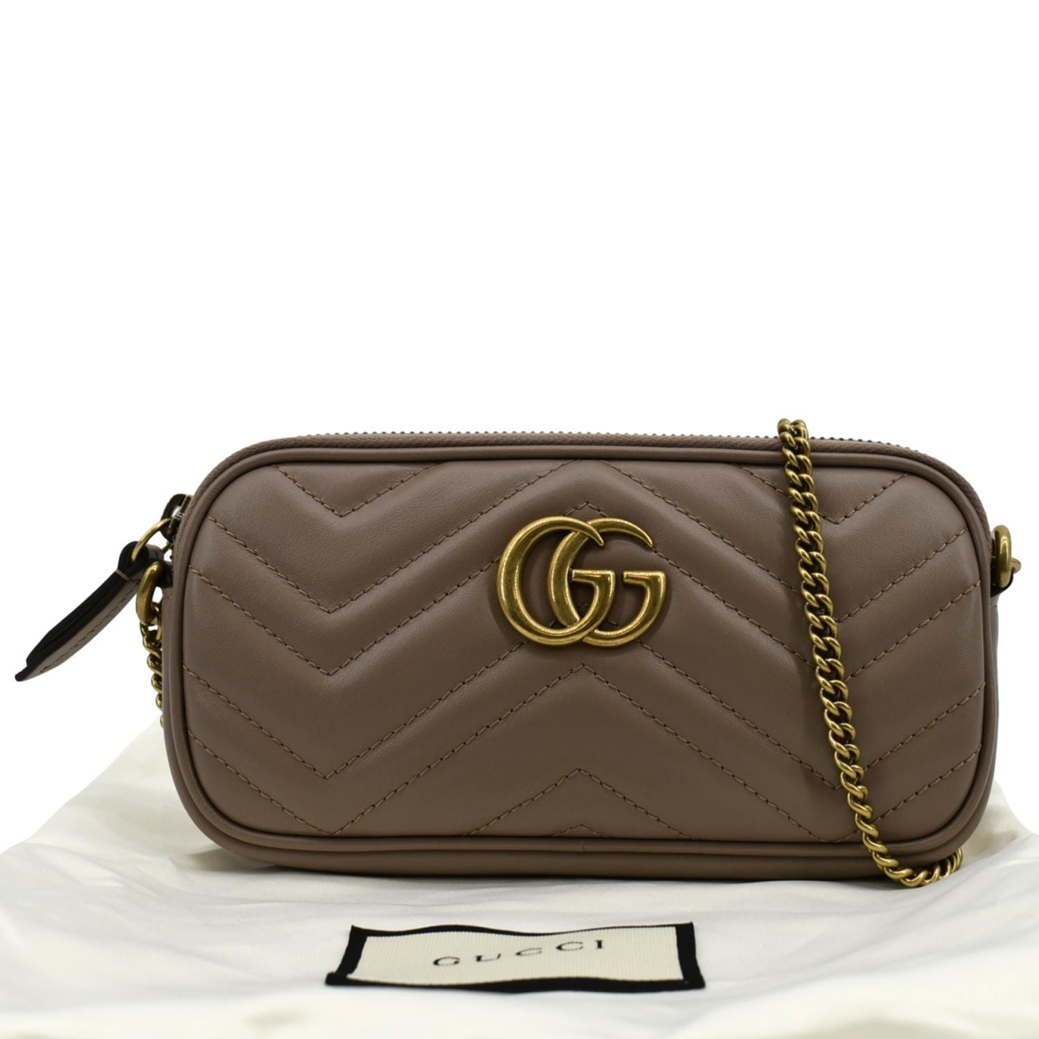 Gucci Marmont Chain Crossbody Bag Dusty Leather Pink