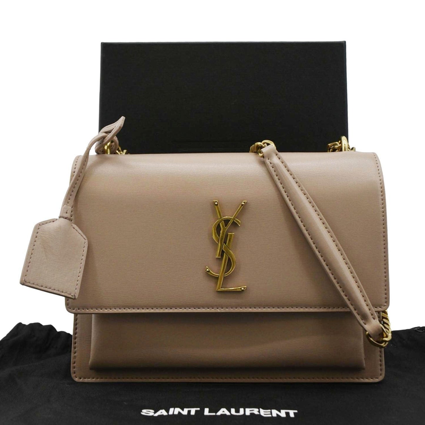 YSL Saint Laurent Yves Sunset Shoulder Bag Rosy Sand Leather Monogram Medium