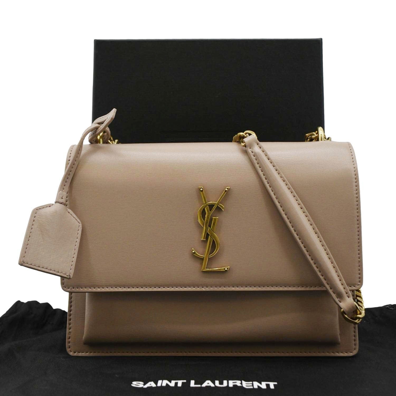 YSL Saint Laurent Yves Sunset Shoulder Bag Rosy Sand Leather Monogram Medium