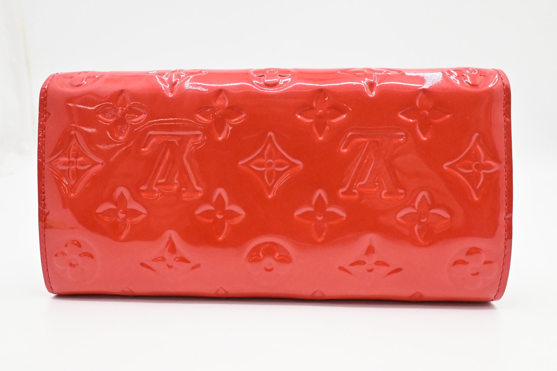 Louis Vuitton Sarah Grapefruit Leather Vernis Wallet Case