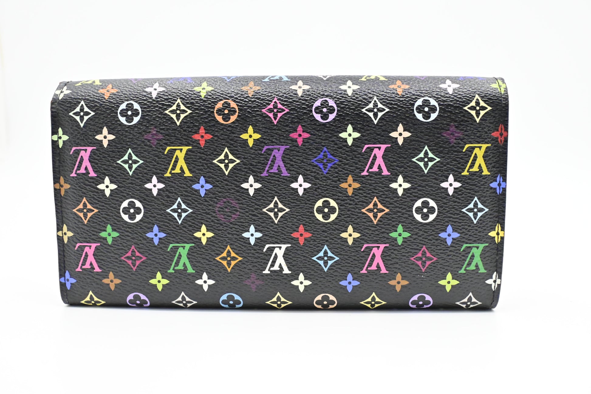 Louis Vuitton Sarah Monogram Multicolor Black Canvas Wallet Case