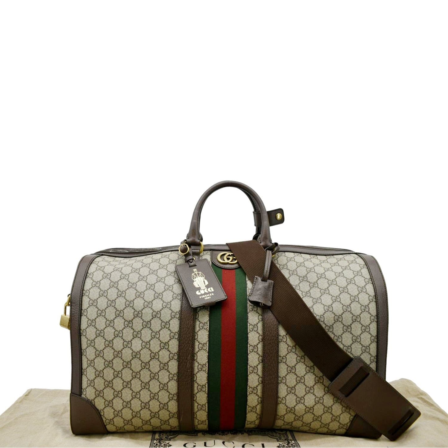 Gucci Savoy Supreme Duffle Bag Canvas Beige Travel Bag