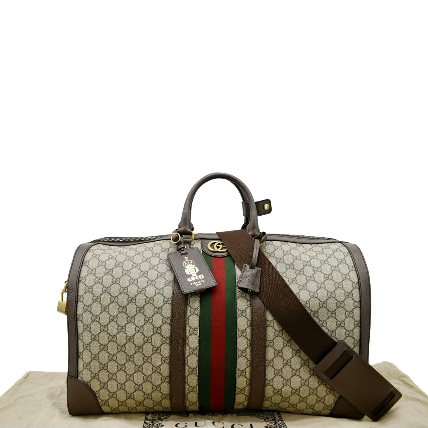 Gucci Savoy Supreme Duffle Bag Canvas Beige Travel Bag