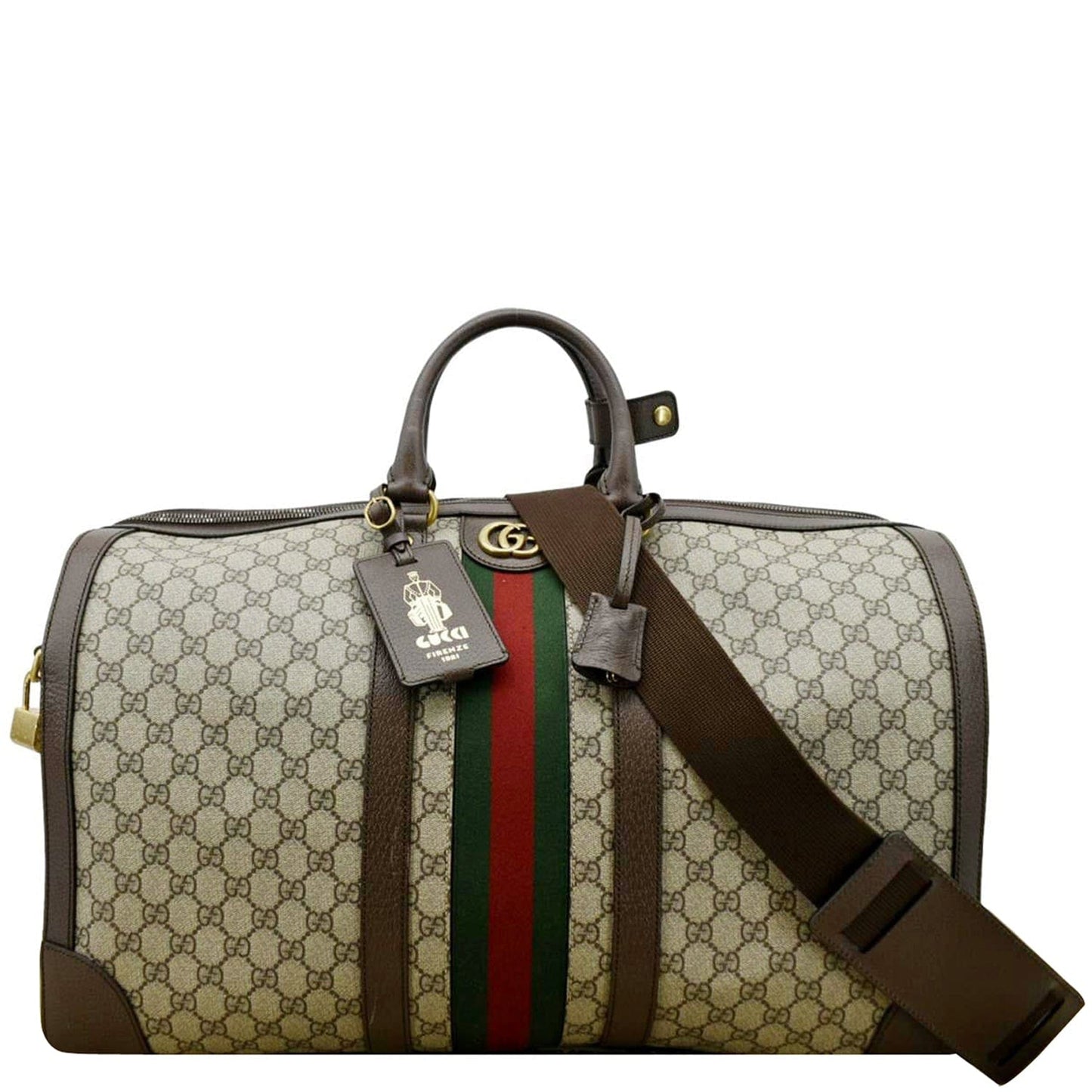 Gucci Savoy Supreme Duffle Bag Canvas Beige Travel Bag