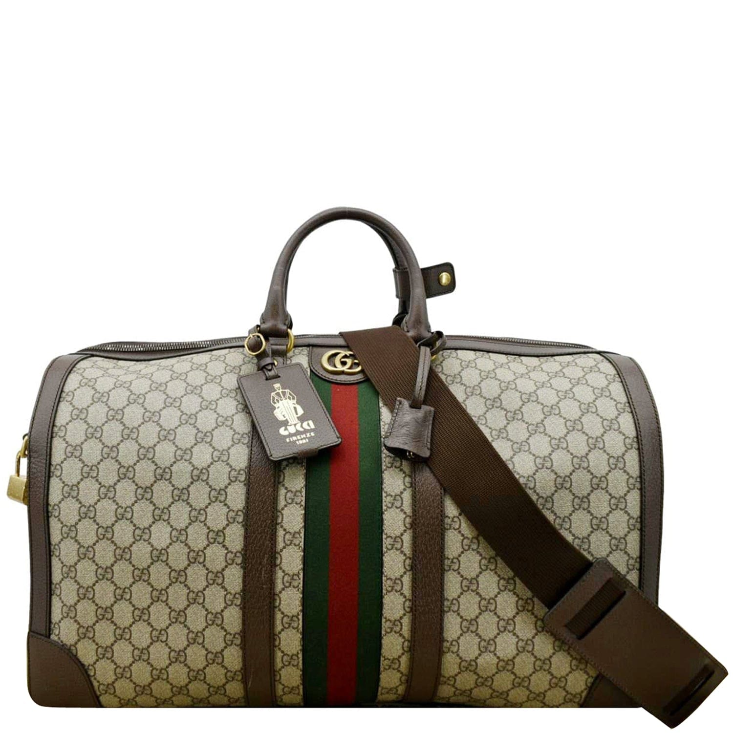 Gucci Savoy Supreme Duffle Bag Canvas Beige Travel Bag