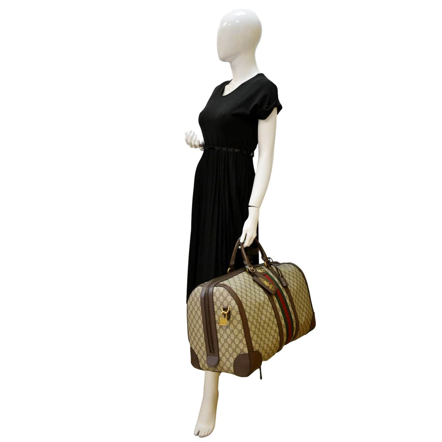 Gucci Savoy Supreme Duffle Bag Canvas Beige Travel Bag