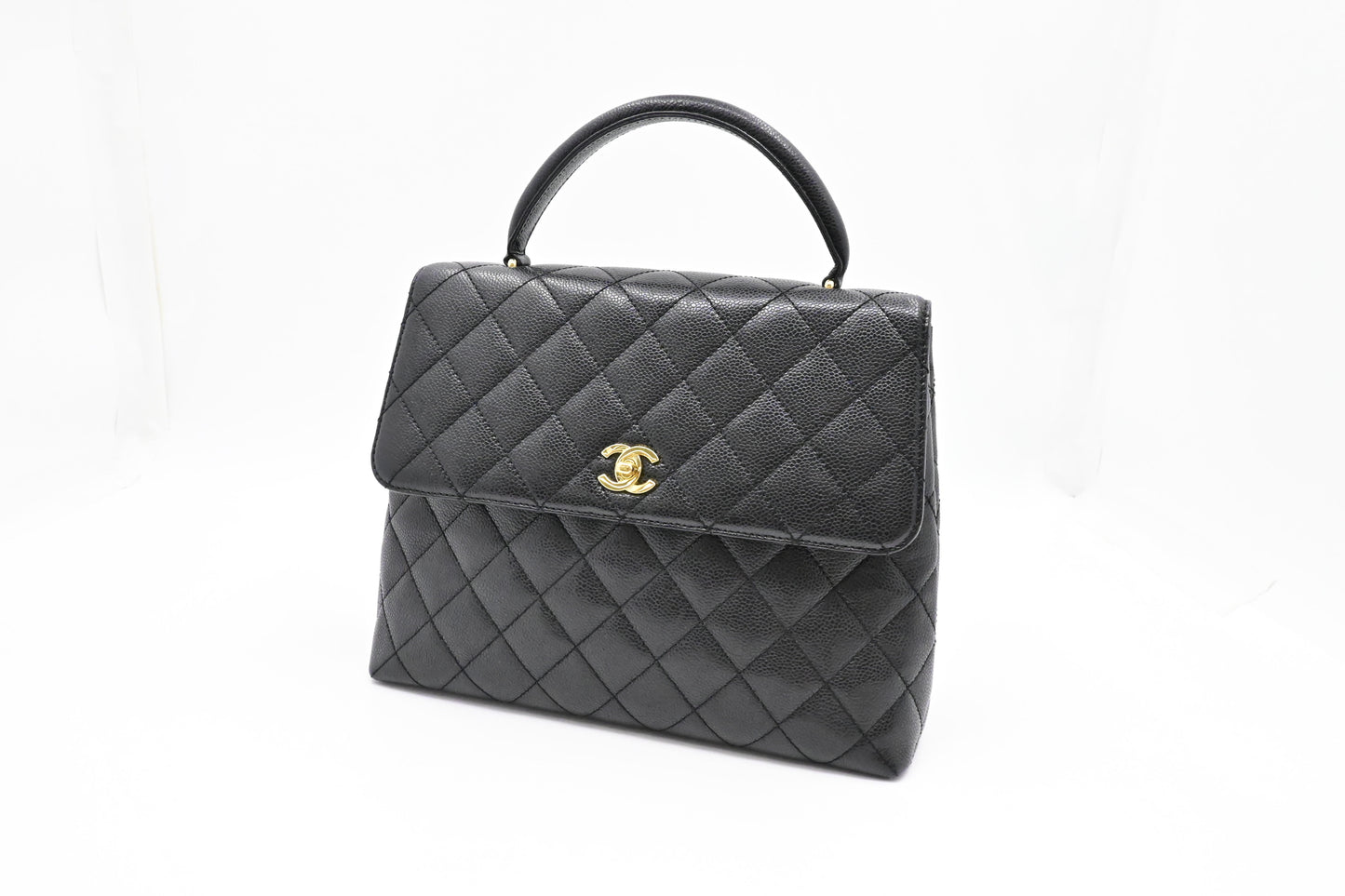 Chanel Kelly Caviar Black Leather Handbag Caviar Leather