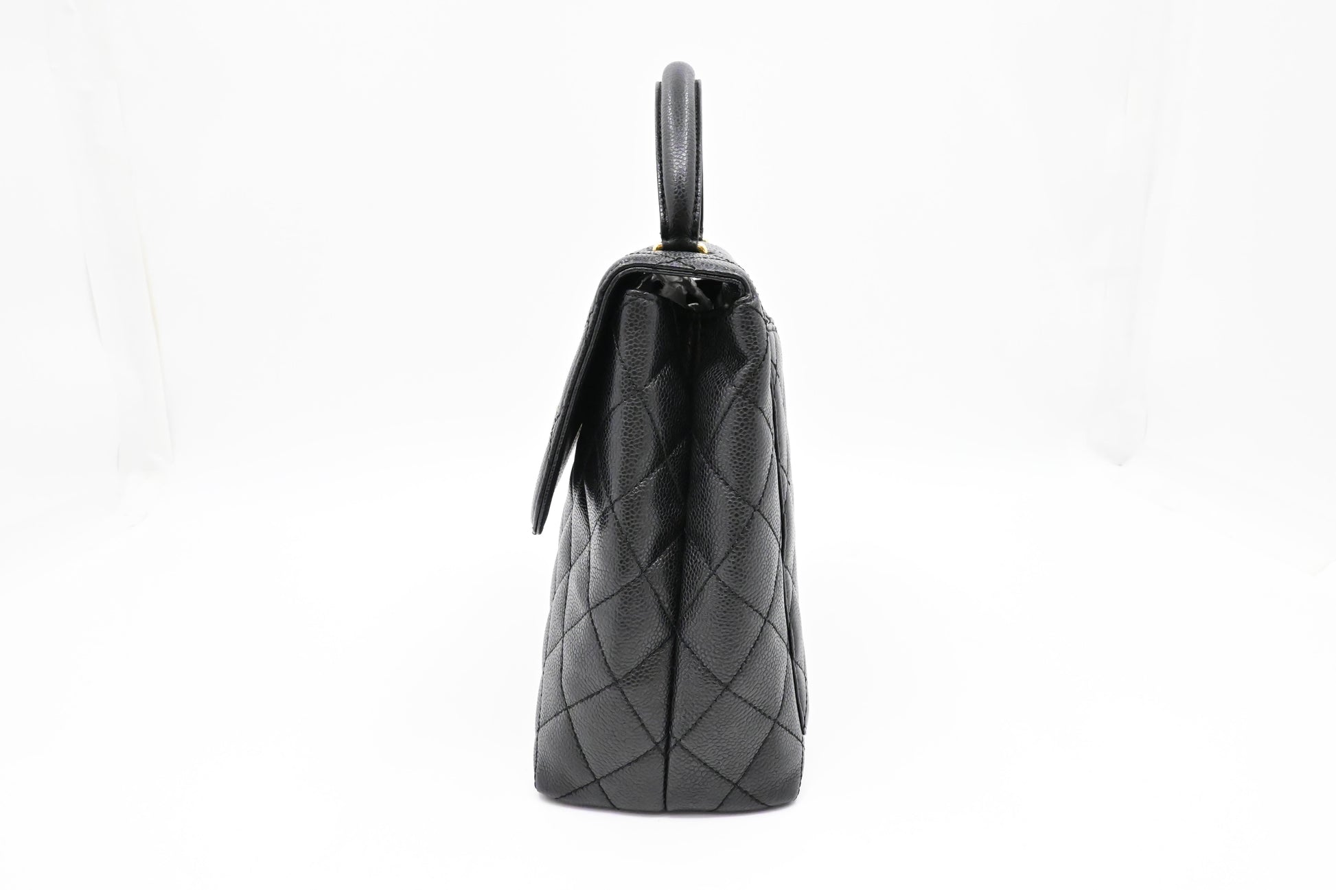 Chanel Kelly Caviar Black Leather Handbag Caviar Leather