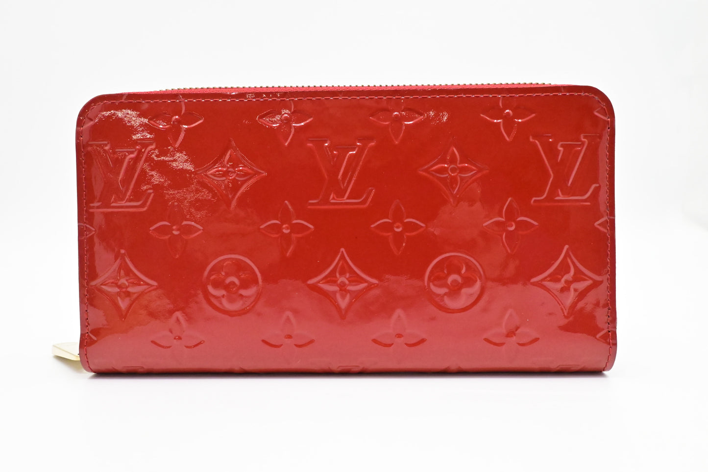 Louis Vuitton Long Zippy Vernis Leather Red Wallet Case