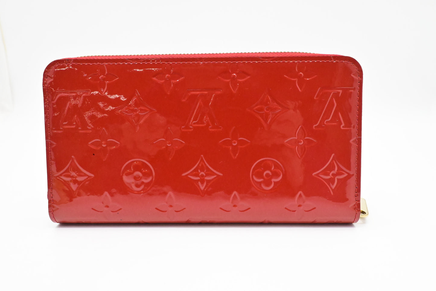 Louis Vuitton Long Zippy Vernis Leather Red Wallet Case