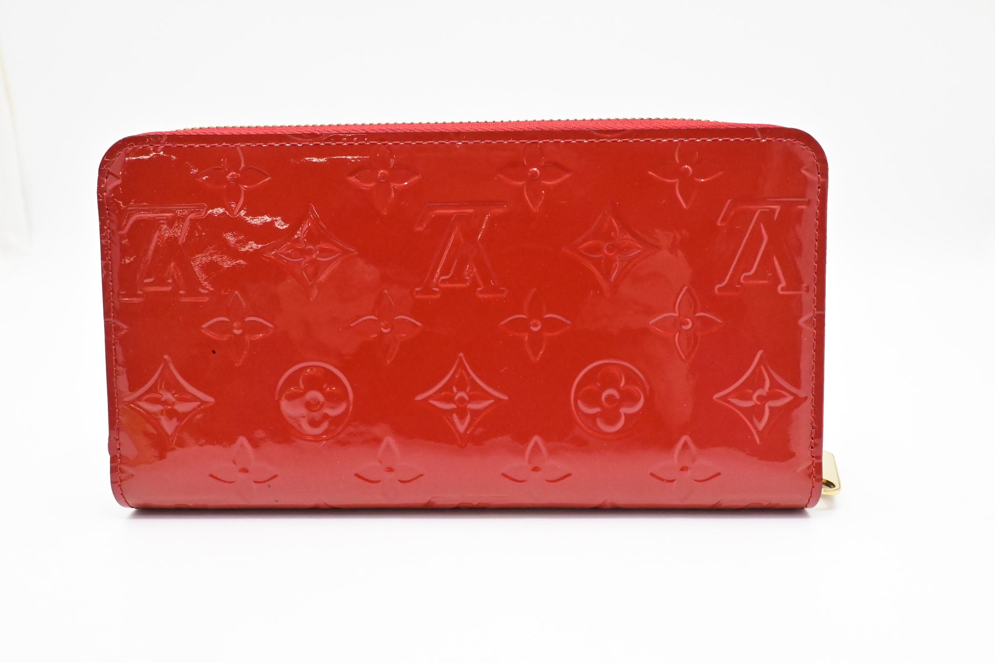 Louis Vuitton Long Zippy Vernis Leather Red Wallet Case