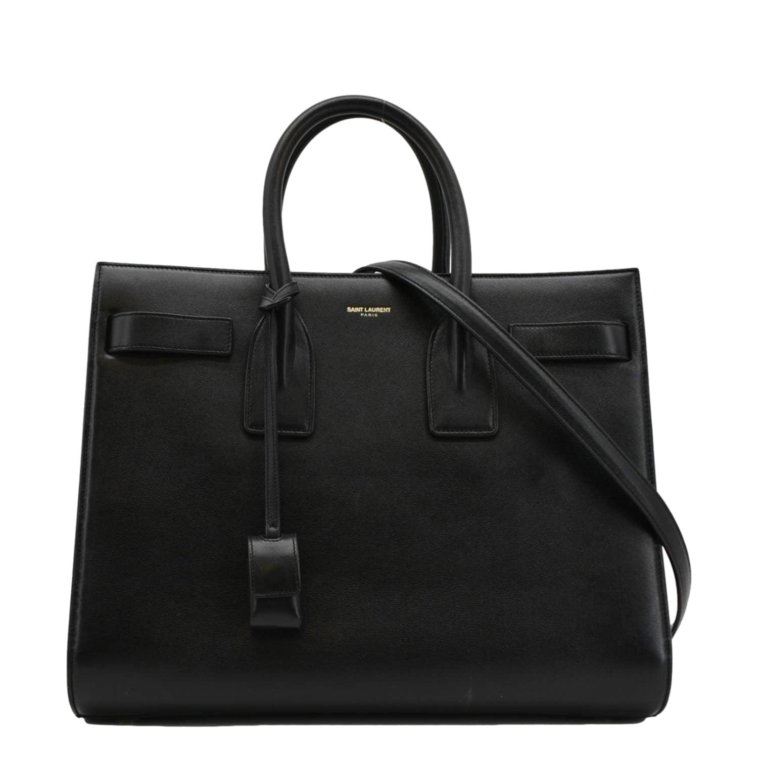 YSL Saint Laurent Yves Sac De Jour Shoulder Bag Leather Black Small