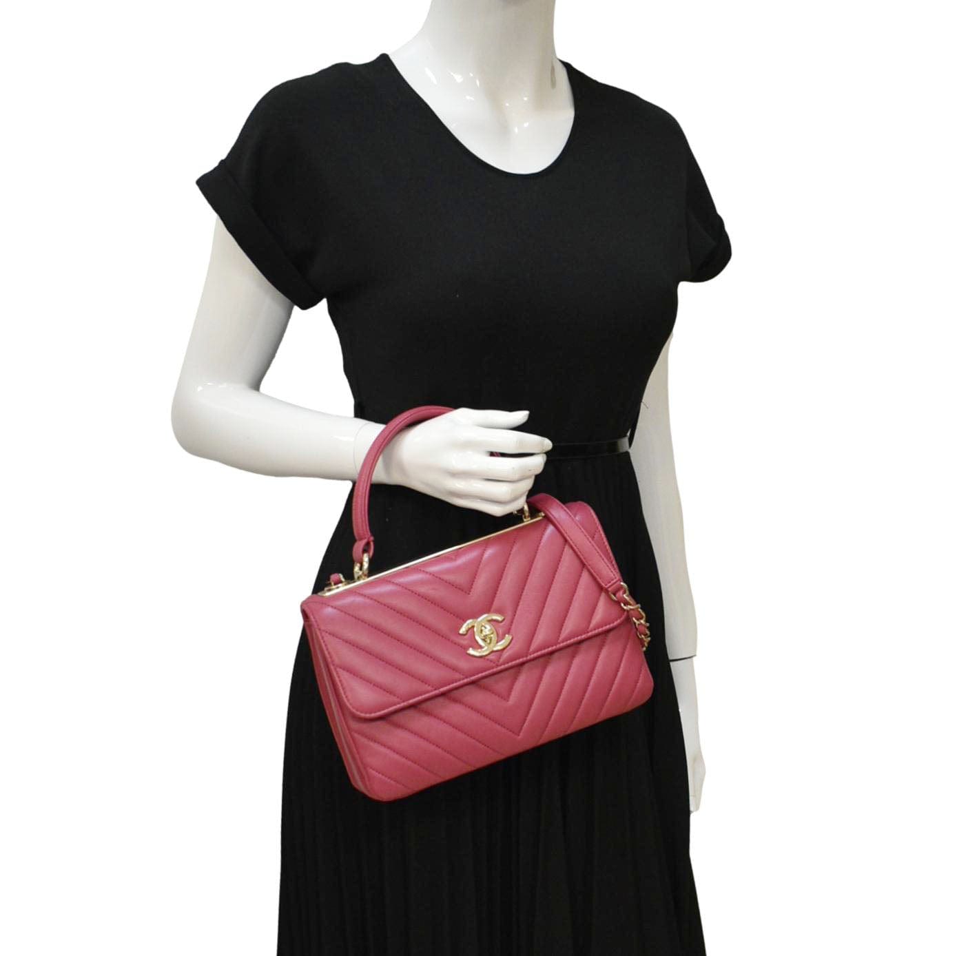 Chanel Trendy CC Top Handle Flap Leather Pink Travel Bag Flap Bag