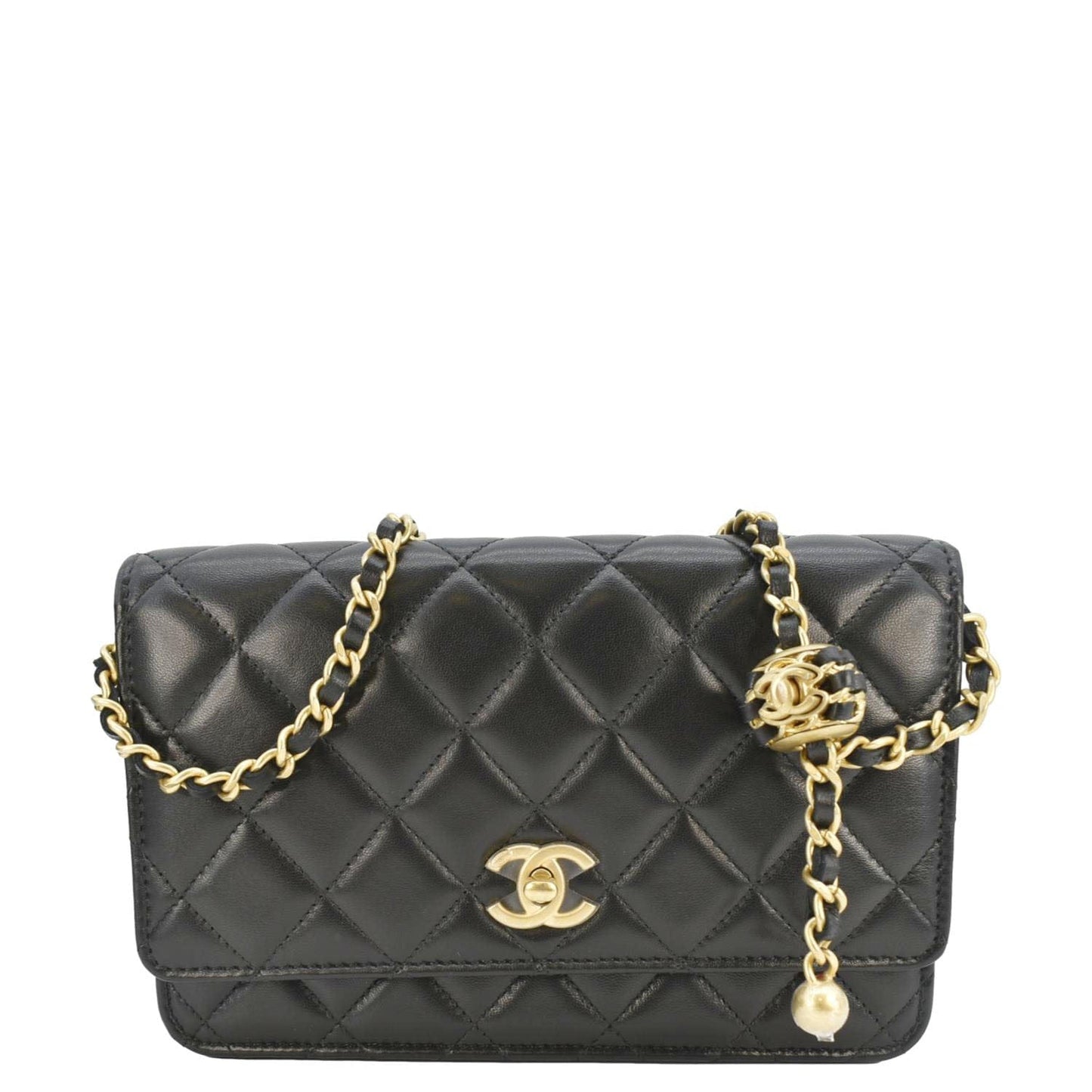 Chanel CC Pearl Crush WOC Quilted Leather Lambskin Black Travel Bag