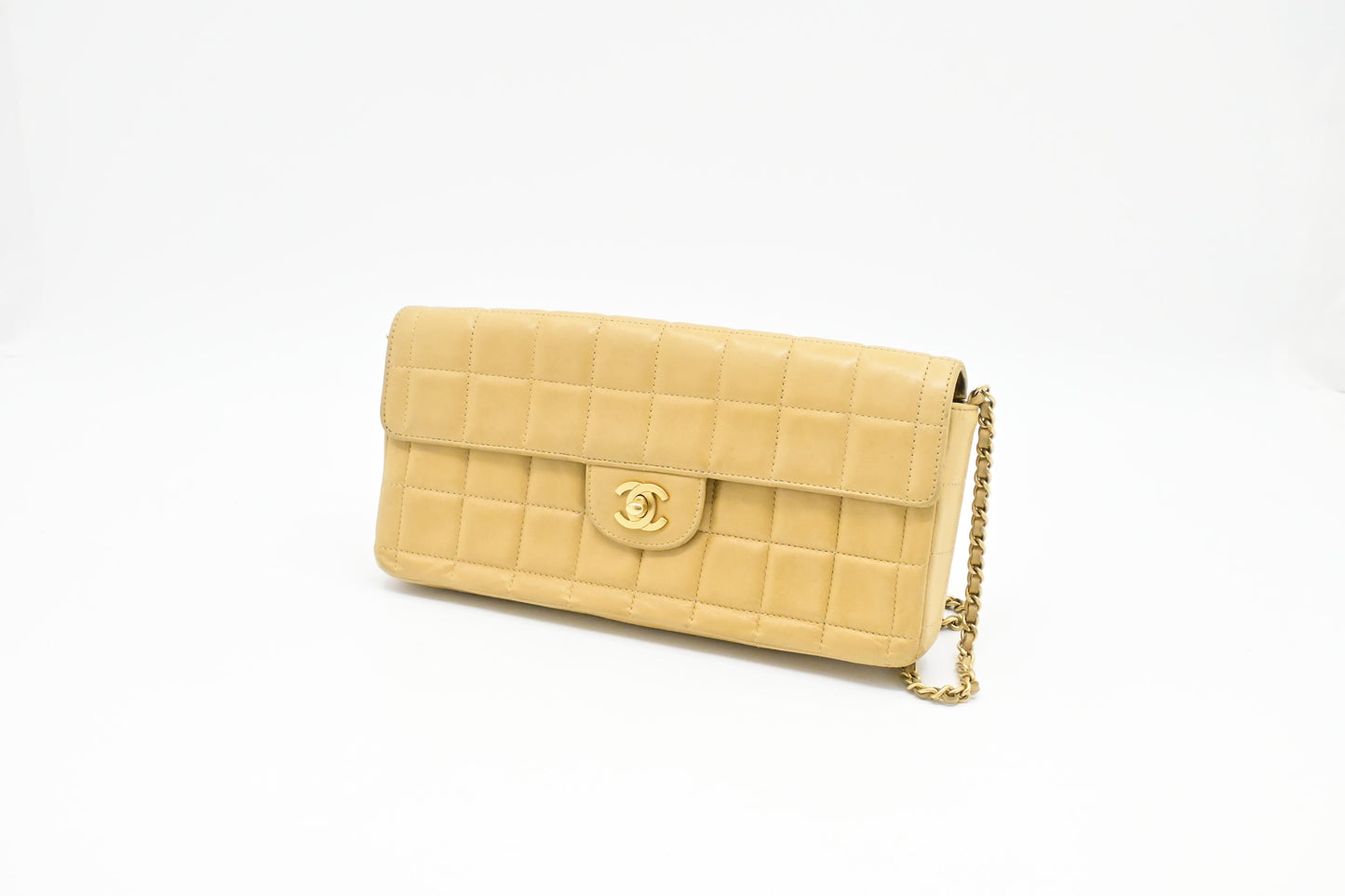 Chanel East West Beige Leather Shoulder Bag